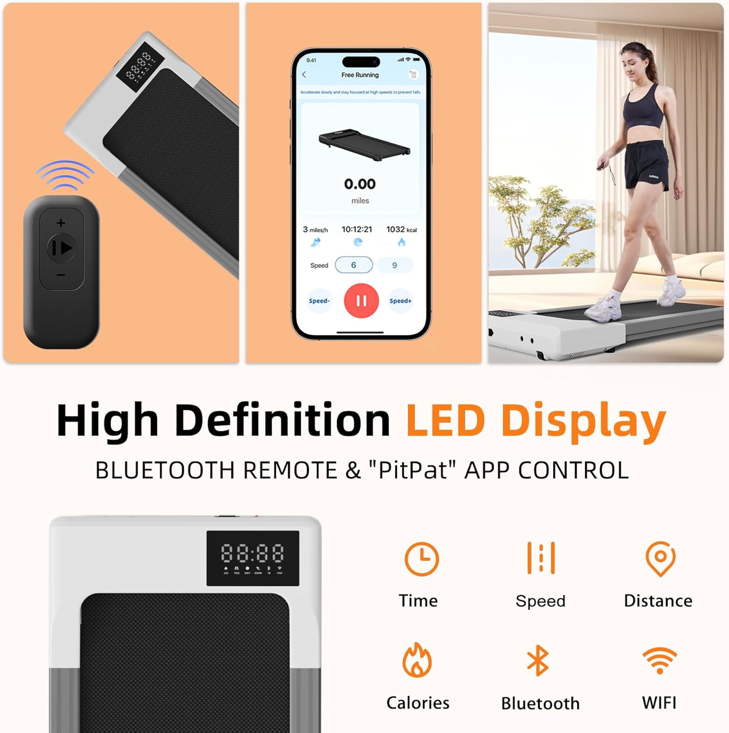 YDZJY Walking Pad Treadmill,Mini Portable Treadmill with App and Remote Control, 1.2 HP Quiet Walking Jogging Machine for Office Home Use, 165 Lbs Capacity - Image 6