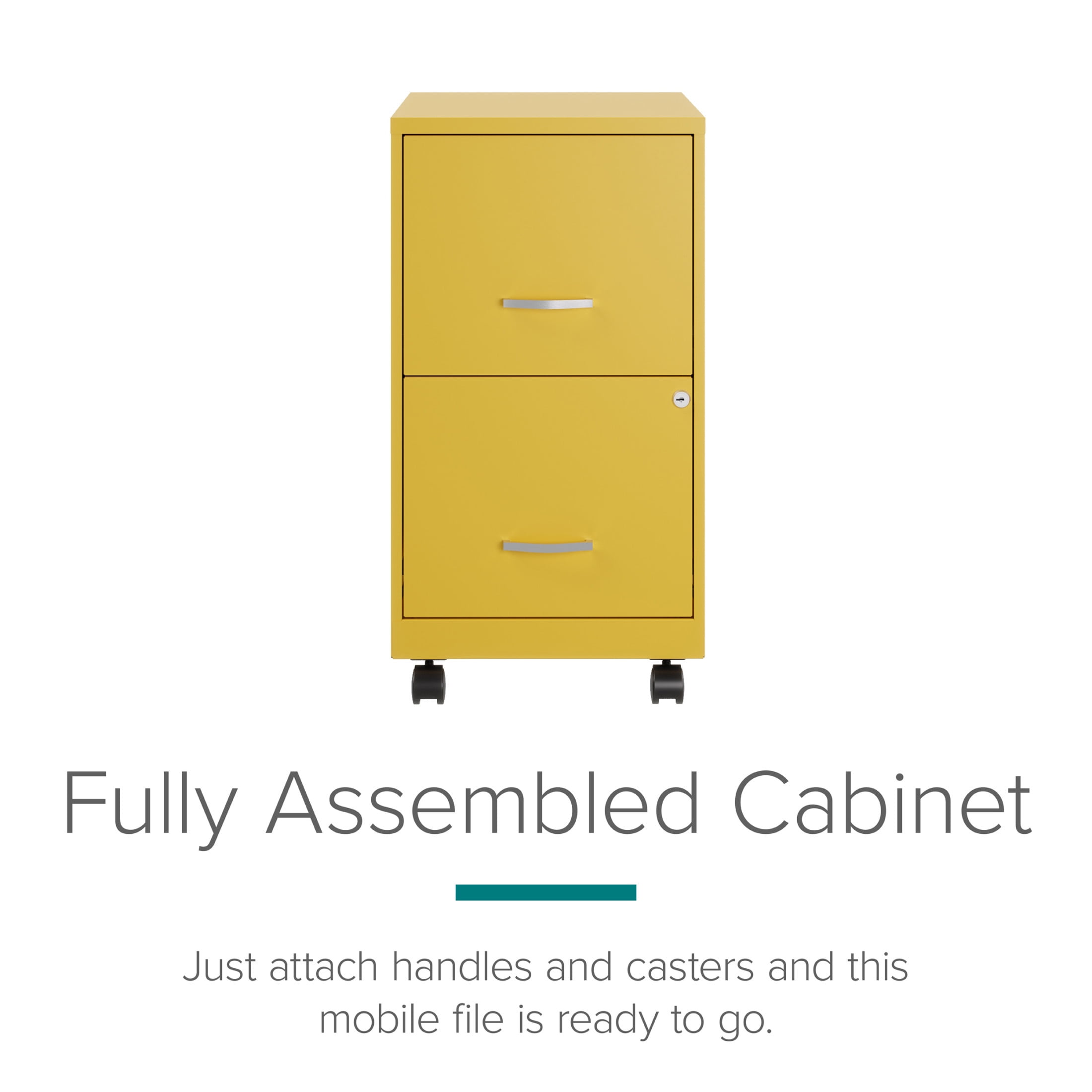 Space Solutions 18" Deep 2 Drawer Mobile Letter Width Vertical File Cabinet, Yellow - Image 9