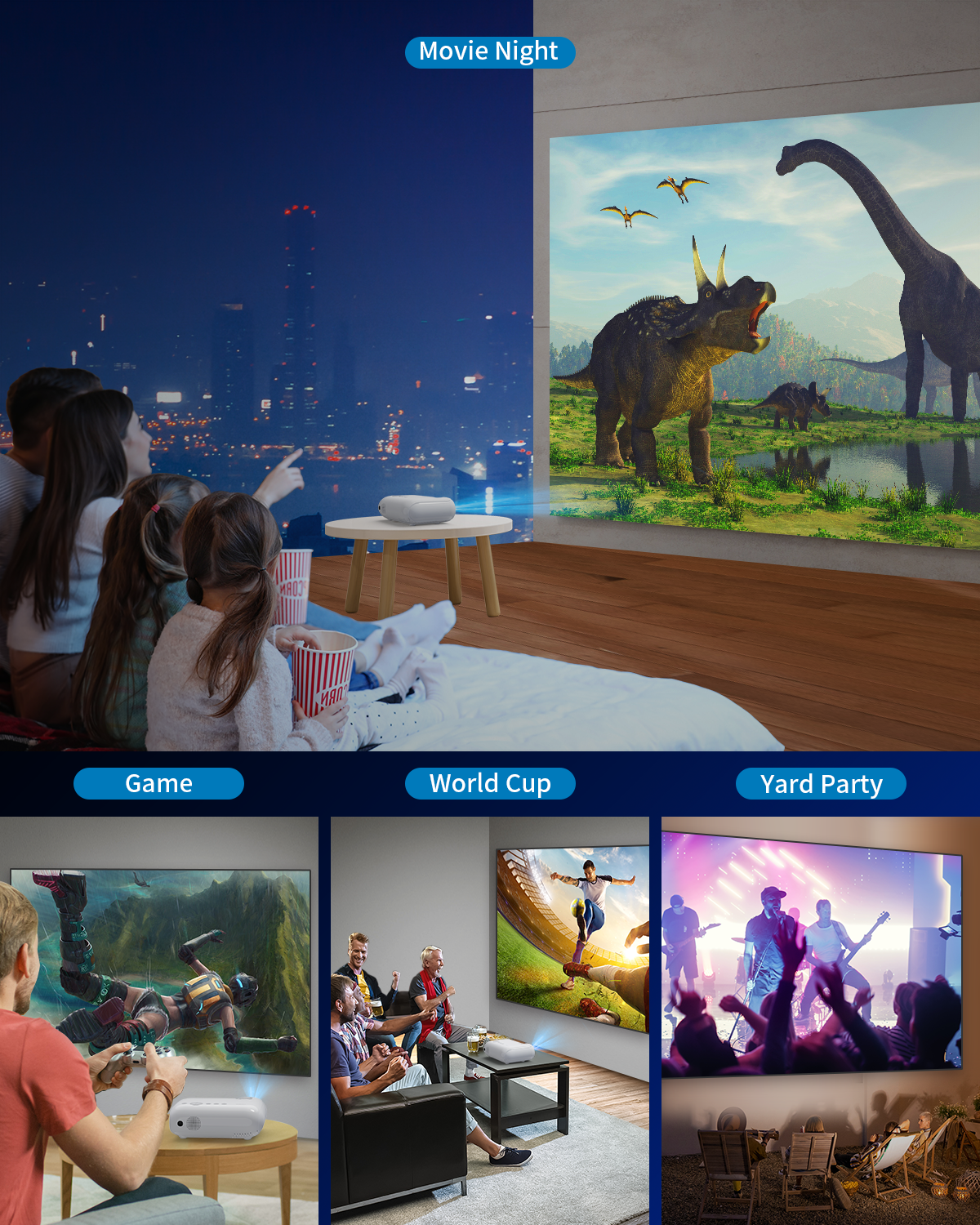 YOTON Video Projectors with 5G Wifi and Bluetooth,9000 Lumens,Native 1080P 4K Support Home Theater, 200'' Screen For Super Bowl - Image 4