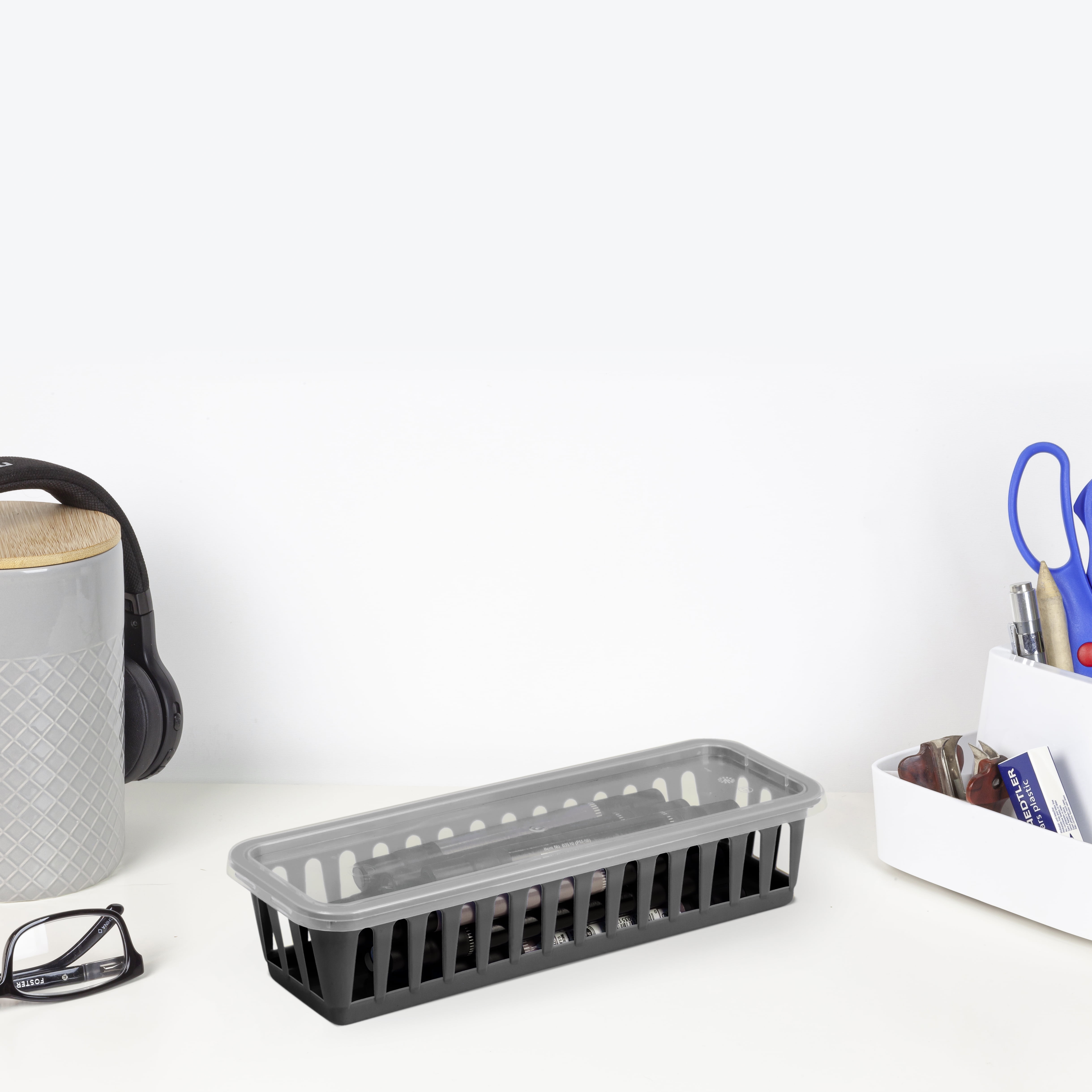 Pen+Gear Plastic Pencil Tray, Desktop Organizer, Black, Set of 6, 6-Pack, New - Image 7