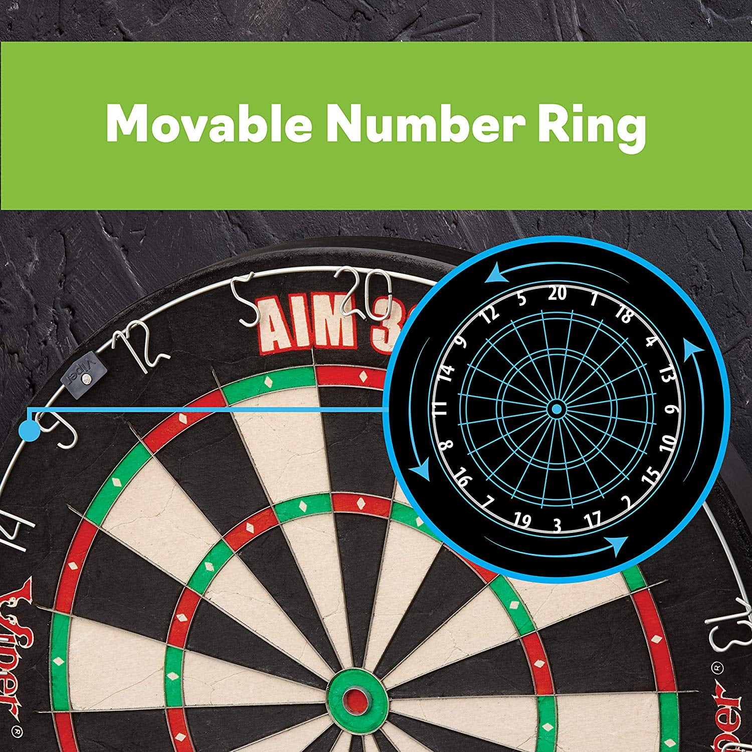 Viper AIM 360 Sisal Self Healing Practice Dartboard w/ Removable Aiming Circles - Image 5