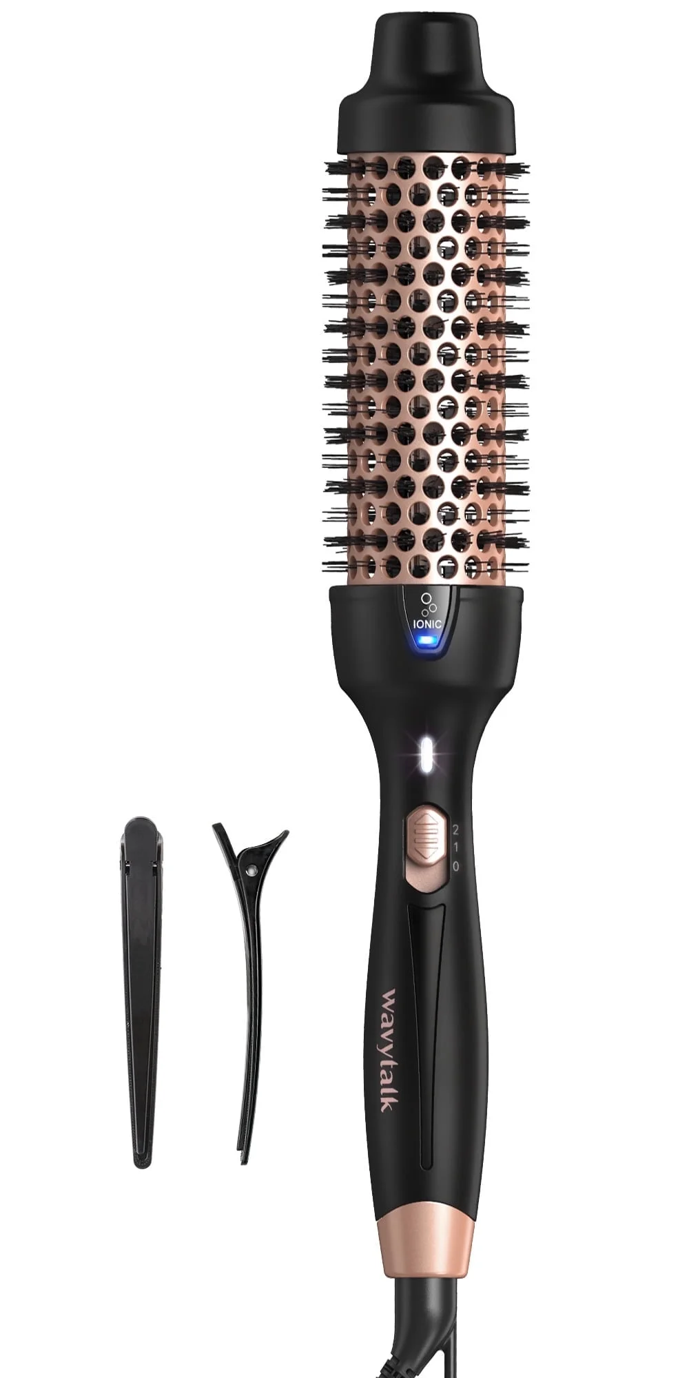 Wavytalk Thermal Brush for Blowout Look, 1 1/2 inch Ionic Heated Nylon Brush Get Natural Curls, Rose Gold