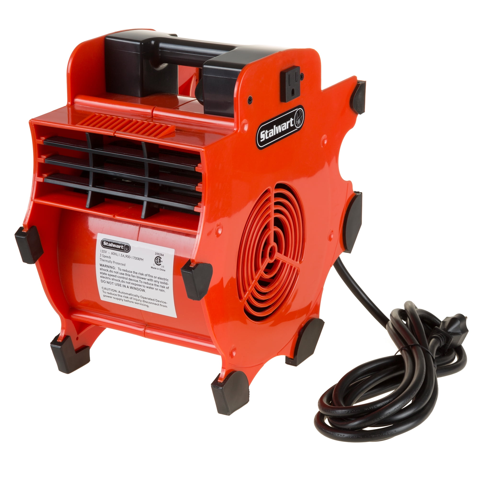 Stalwart Portable Adjustable Industrial Fan Blower - 3 Speed Heavy Duty Mechanics Floor and Carpet Dryer with 4 Different Angles (Red)