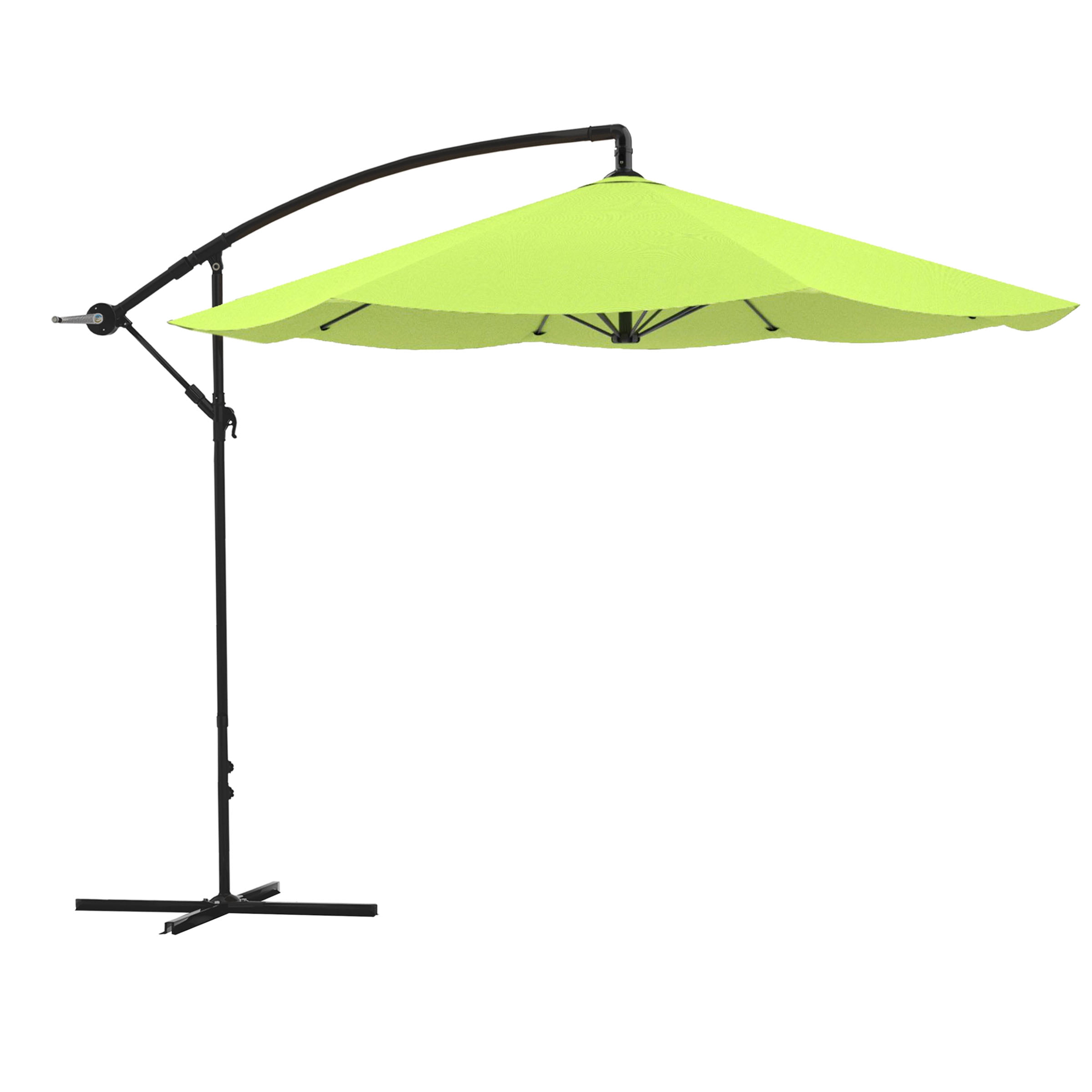 Pure Garden 10-Foot Offset Patio Umbrella with Crank and Base (Lime Green)