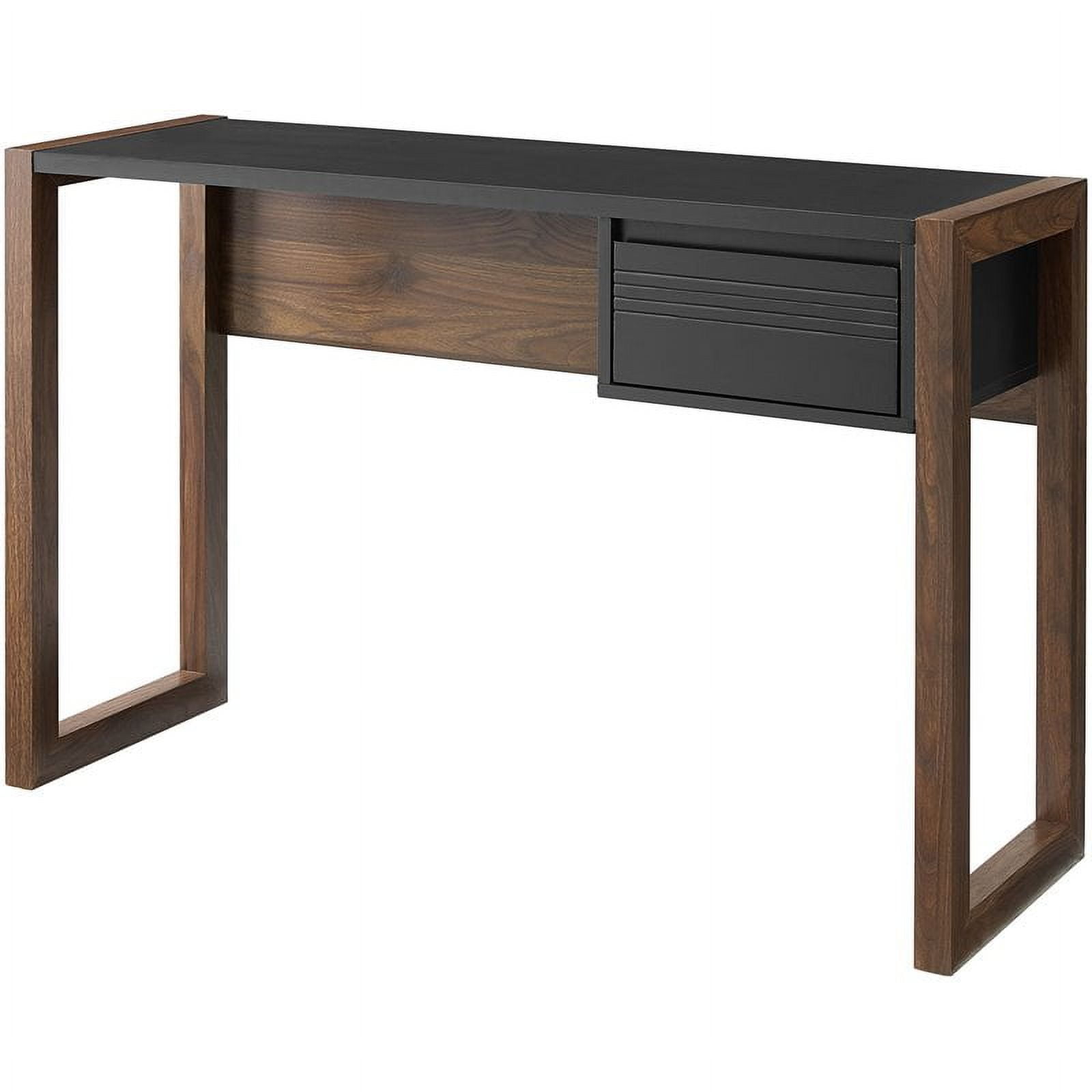Walker Edison Ashton 1-Drawer Engineered Wood Writing Desk in Dark Walnut/Black