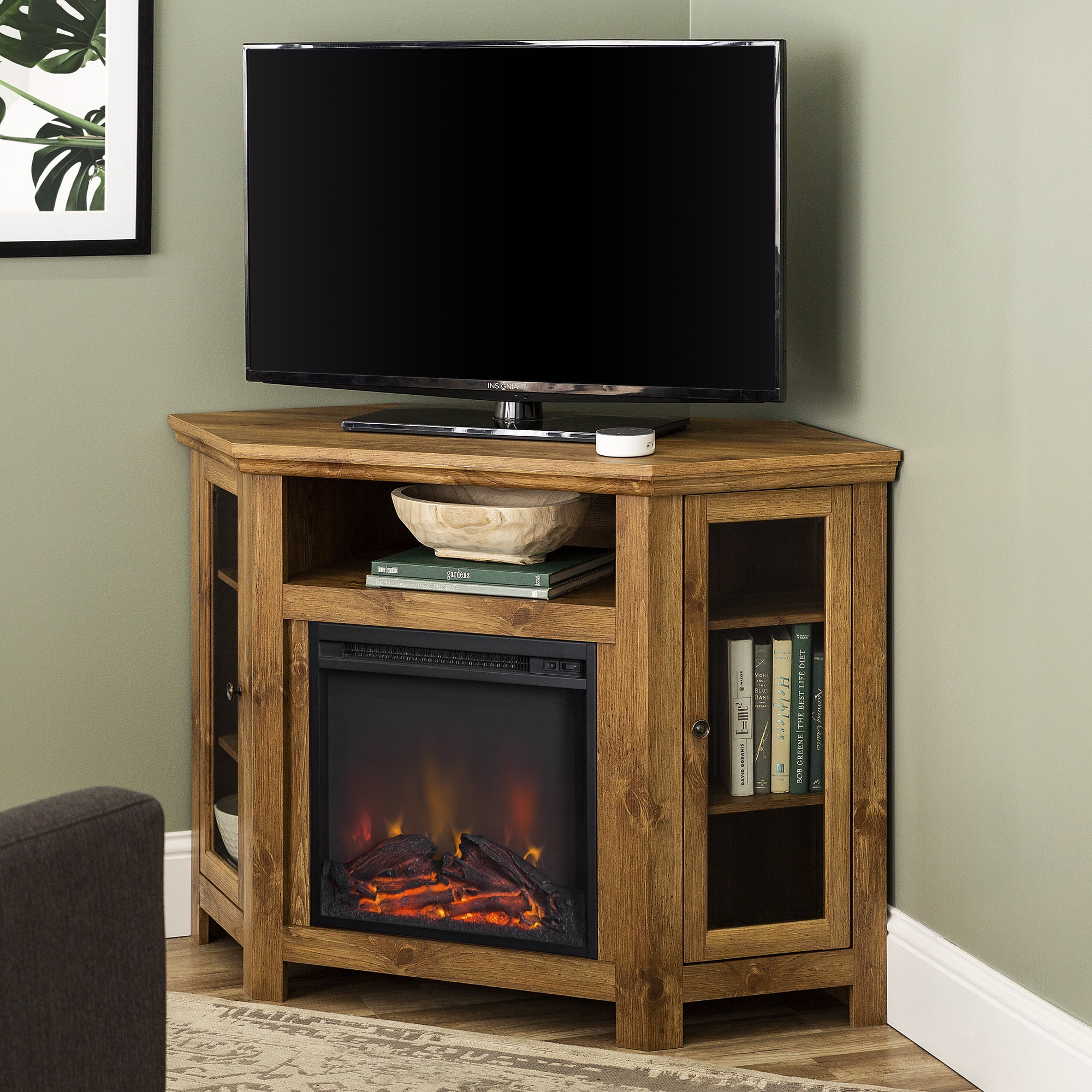 Walker Edison Barnwood Corner Fireplace TV Stand for TVs up to 50"