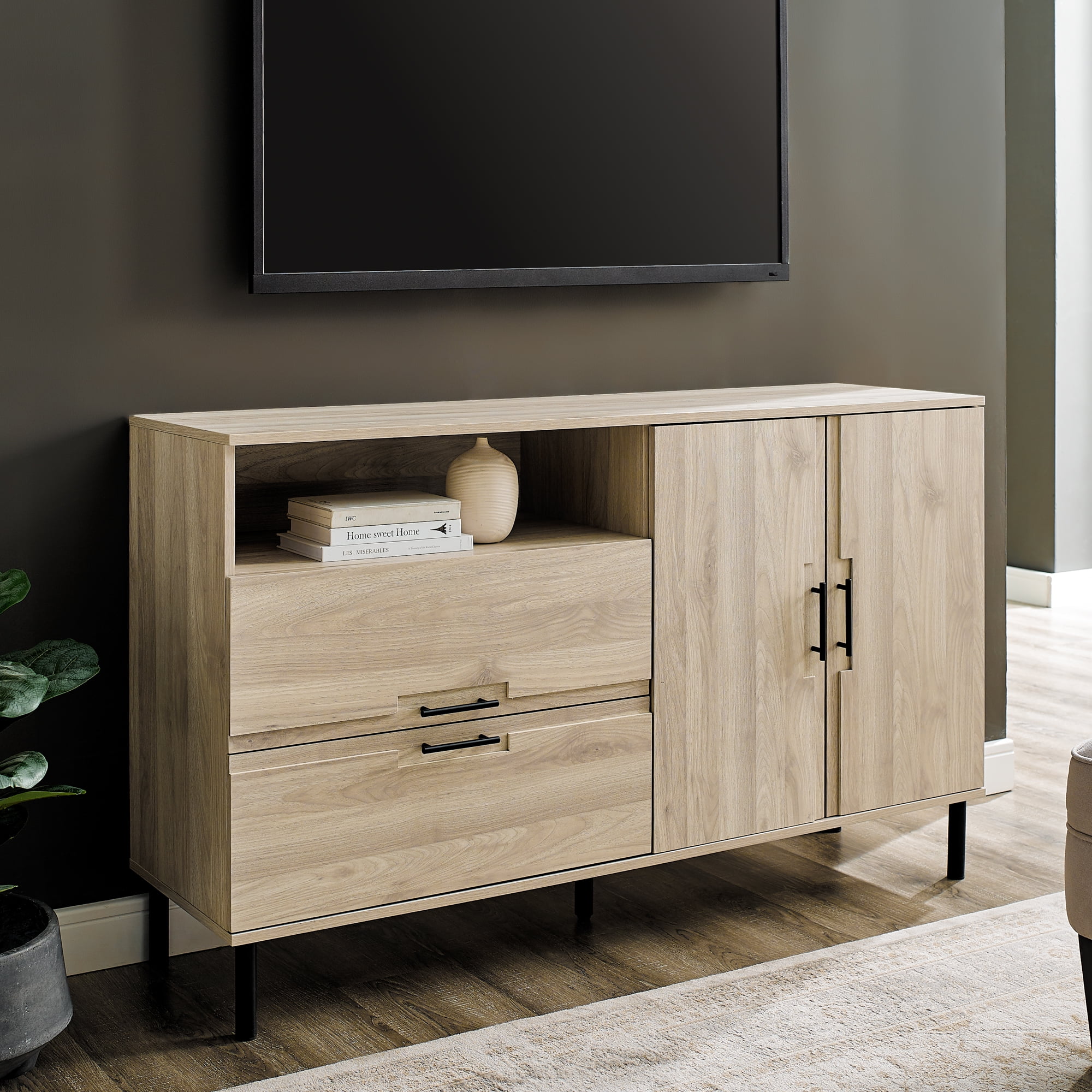 Walker Edison Delphine Modern Detailed Door Sideboard, Birch
