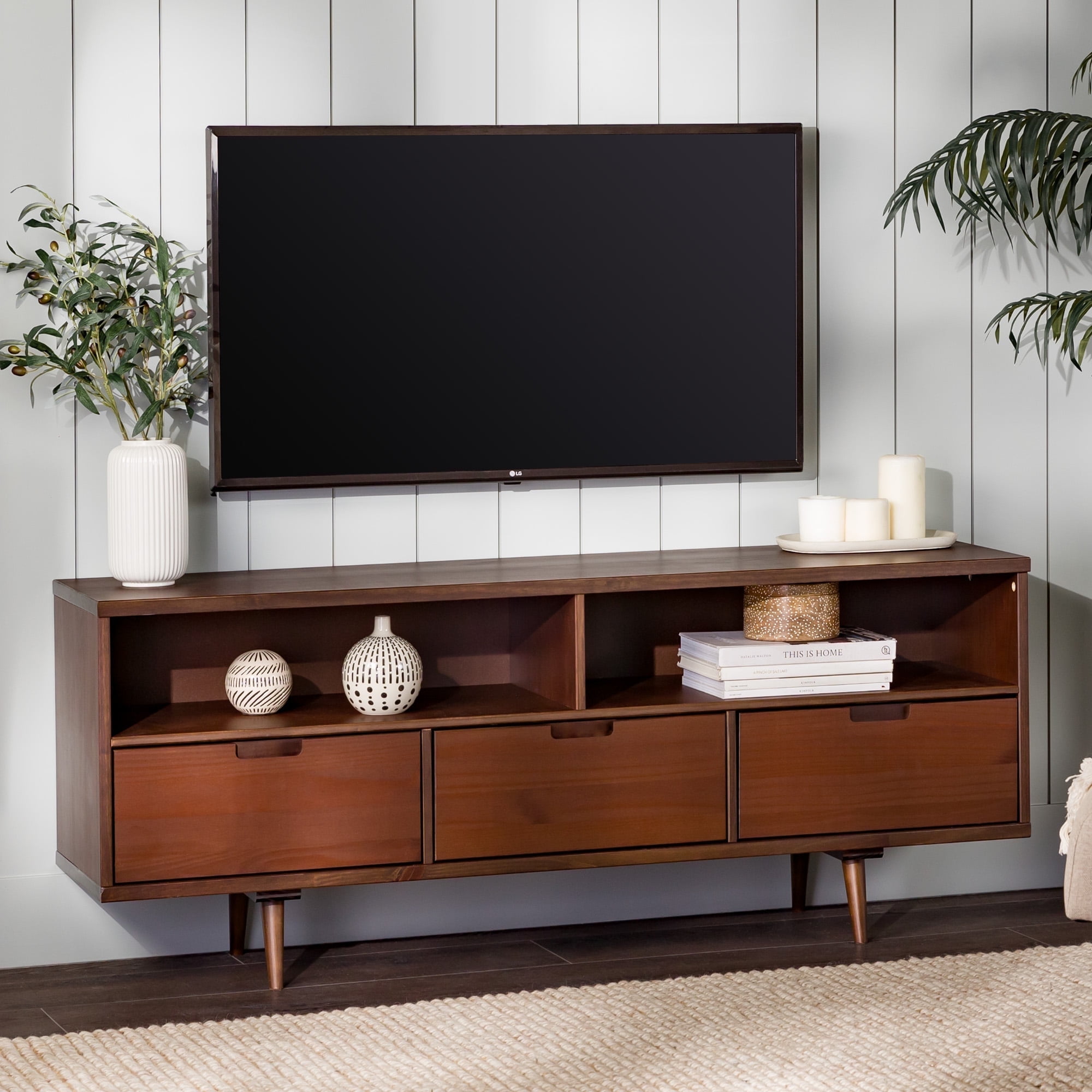 Walker Edison TV Stand for TVs up to 65", Walnut