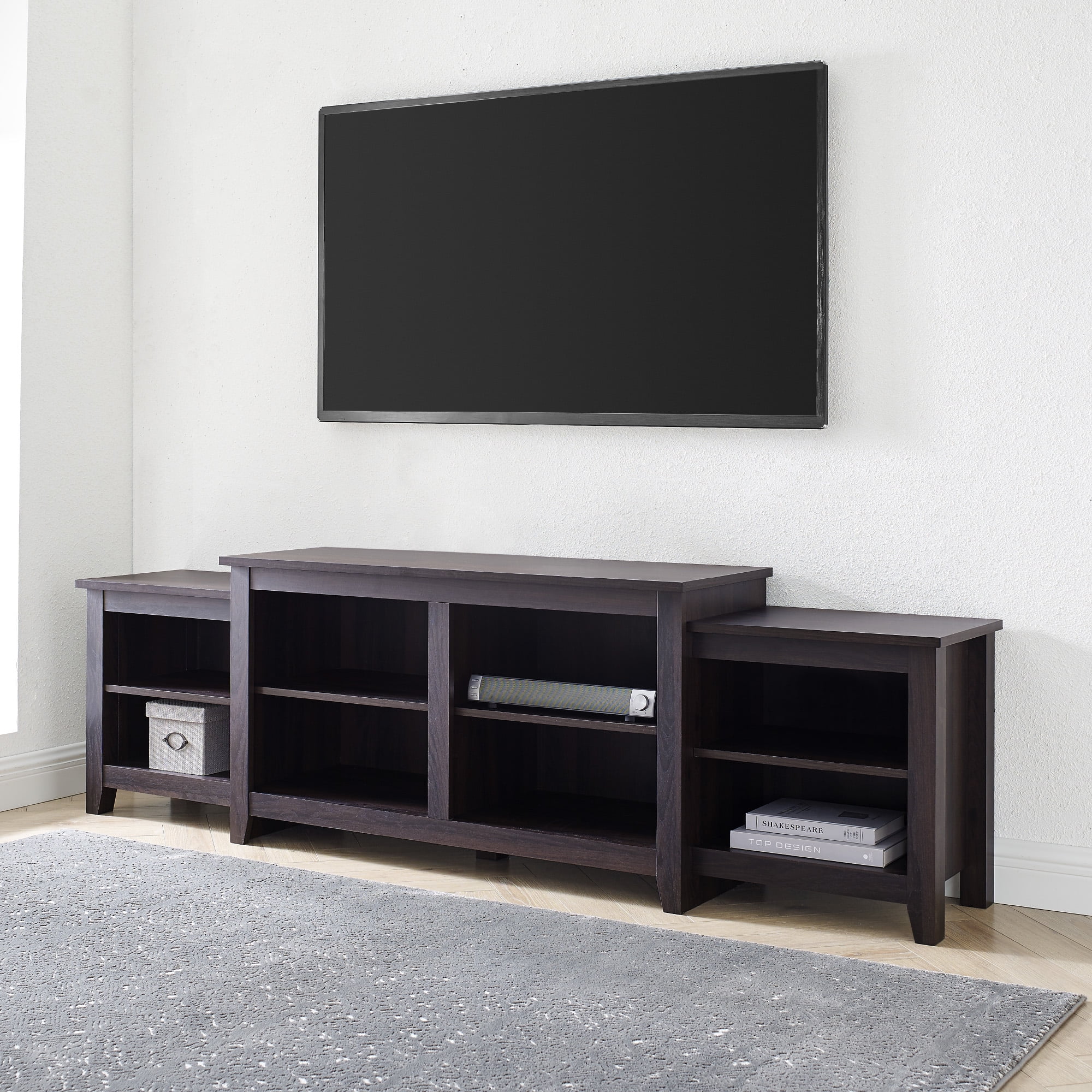 Walker Edison Transitional Farmhouse TV Stand for TVs up to 85", Espresso