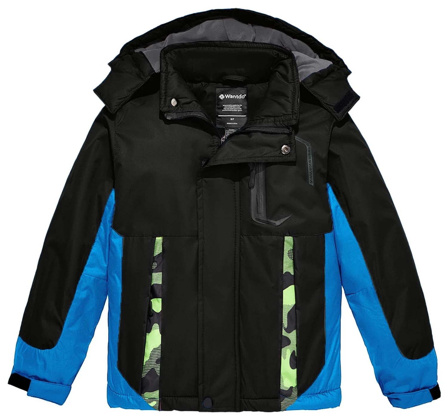 Wantdo Boy's Quilted Skiing Coat Kid's Water Resistant Snowboarding Jacket Black Size 14/16