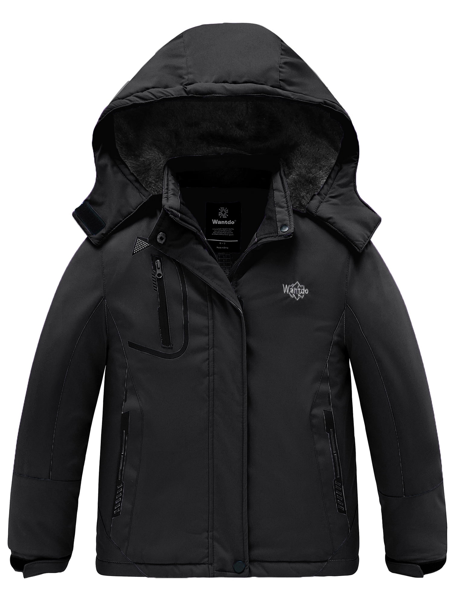 Wantdo Girl's Hooded Skiing Jackets Kid's Waterproof Raincoats Rose Red Size 8