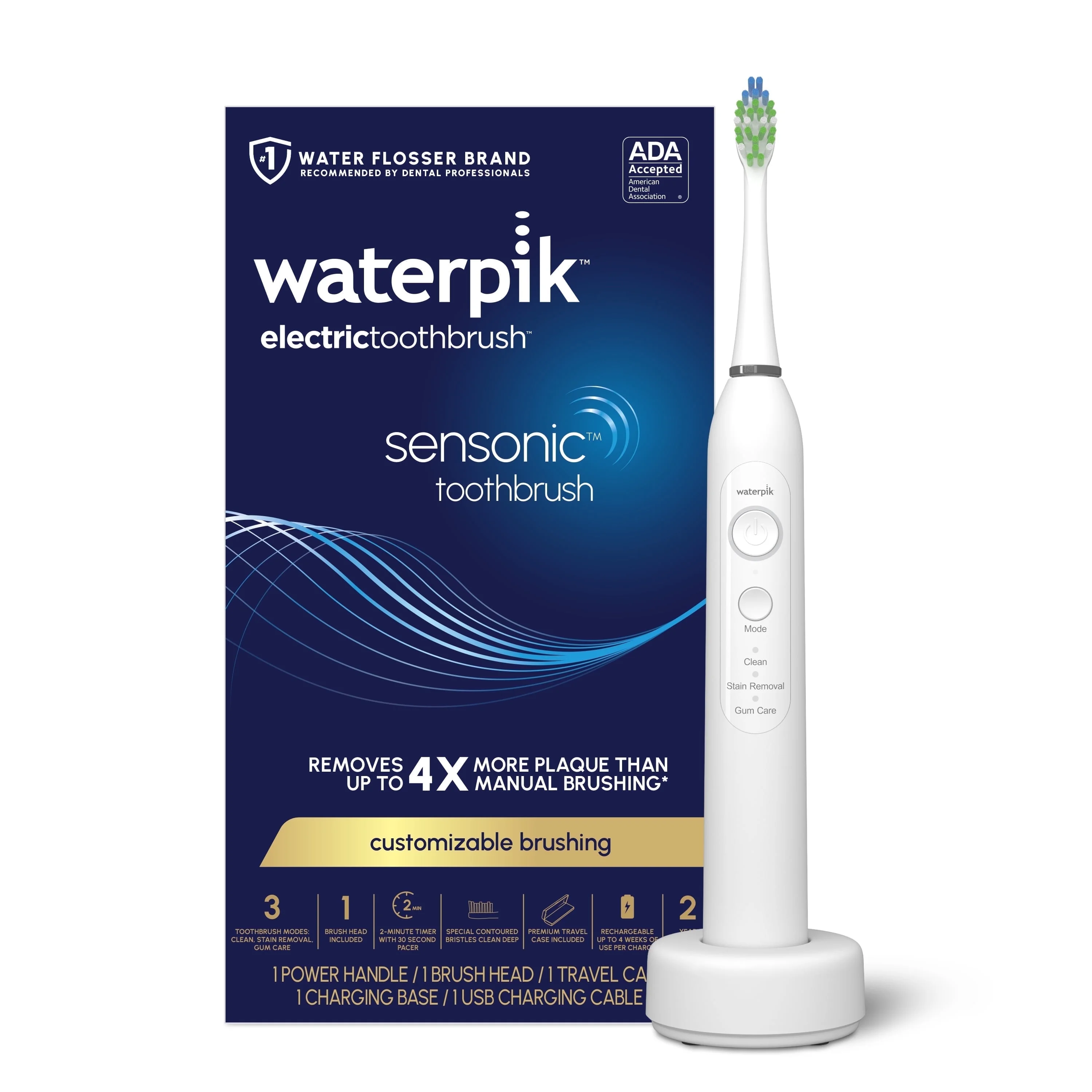 Waterpik Sensonic Sonic Electric Toothbrush, White STW-03 (Packaging May Vary)