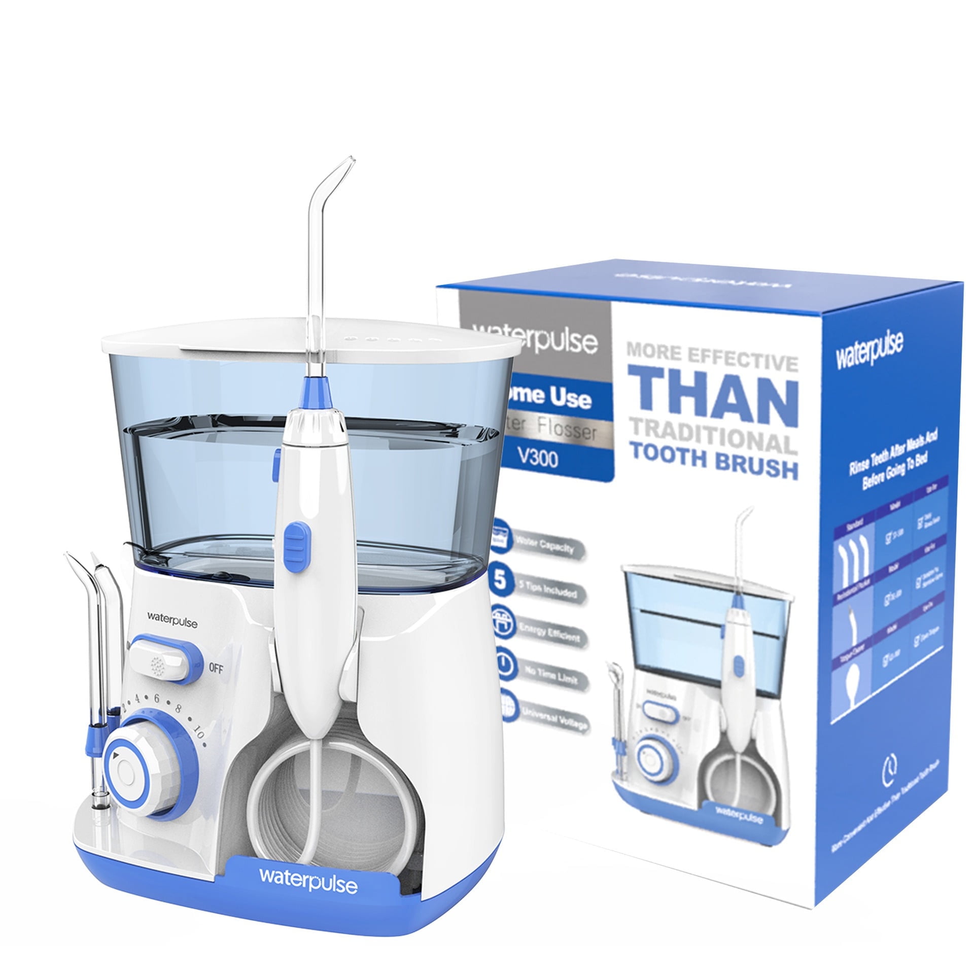 Waterpulse 800ml Electric Dental Water Flosser Oral Irrigator with 5 Tips Cleaner Oral