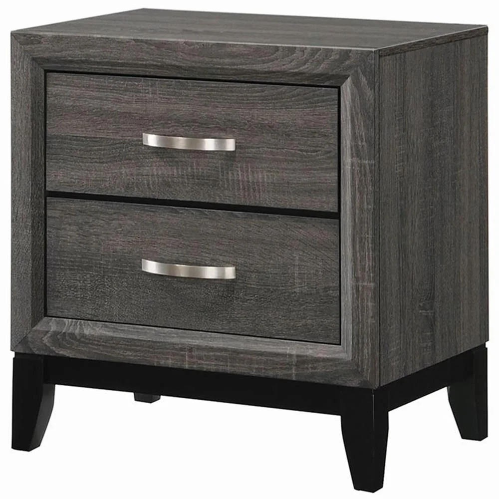Watson 2-drawer Nightstand Grey Oak and Black