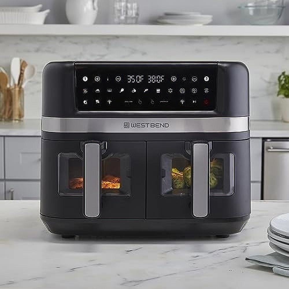 West Bend 10 Qt. Double UP Air Fryer with 15 Presets and Easy-View Windows, in Black (AFWB10BK13)
