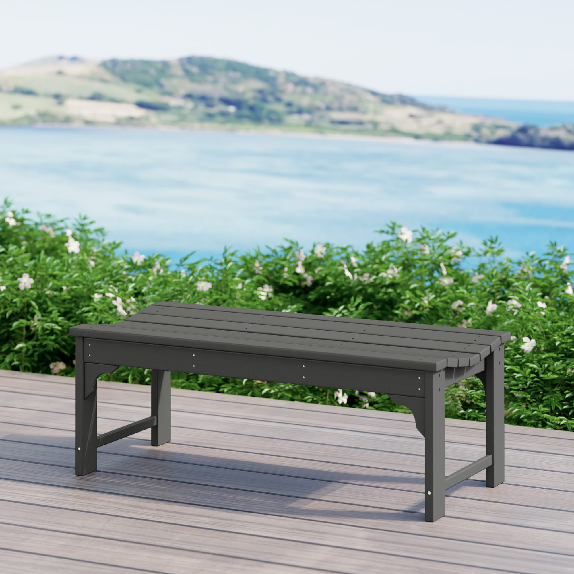 WestinTrends Malibu 46" length backless Outdoor Garden Bench, Gray