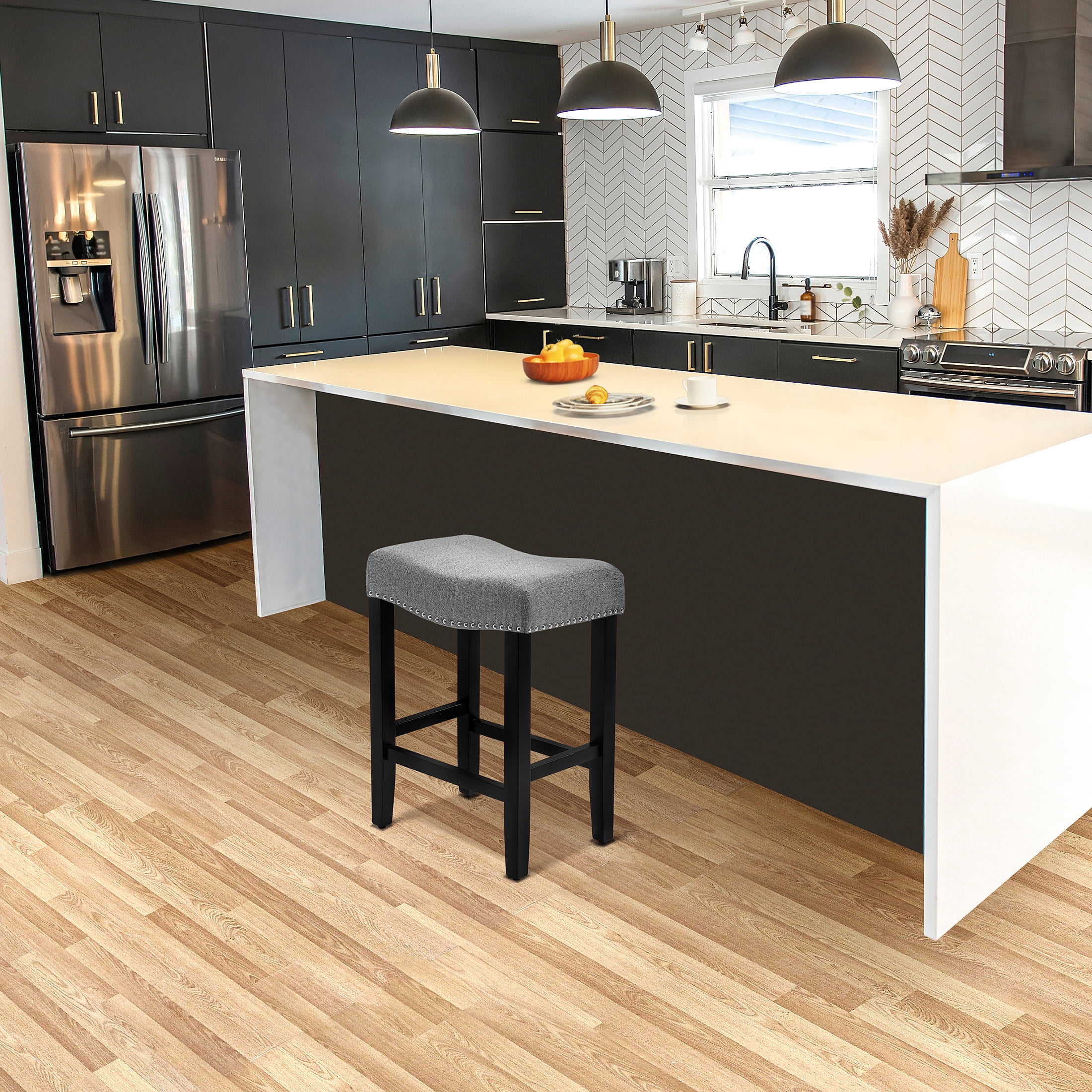 WestinTrends 24 inch Counter Stool for Island, Kitchen Dining, Bar, with Solidwood Leg, Gray