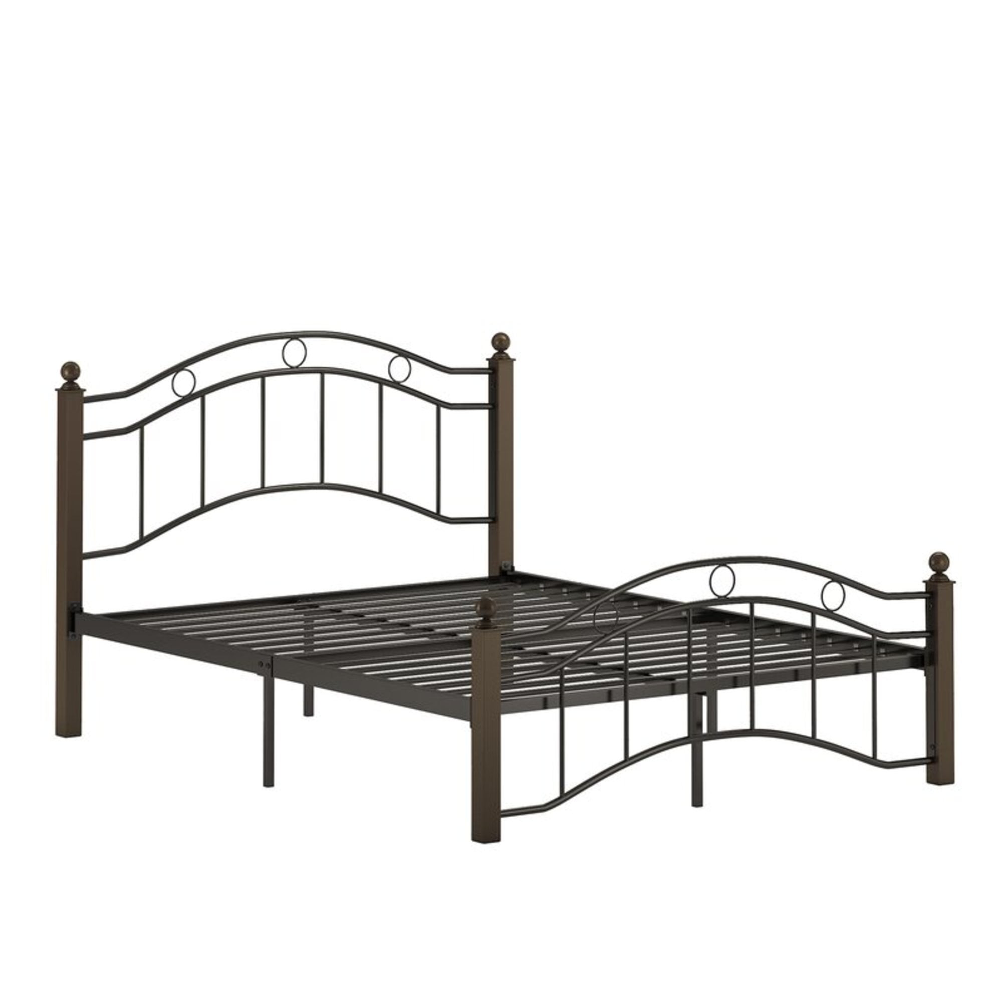 Weston Home Abigail Square Post and Black Metal Adult Platform Queen Bed, Brown