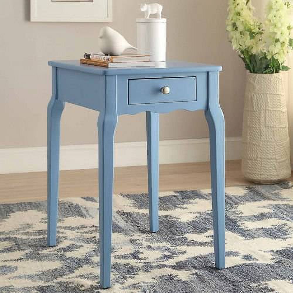Weston Home Catalpa 24" High Wood End Table with Drawer, Blue