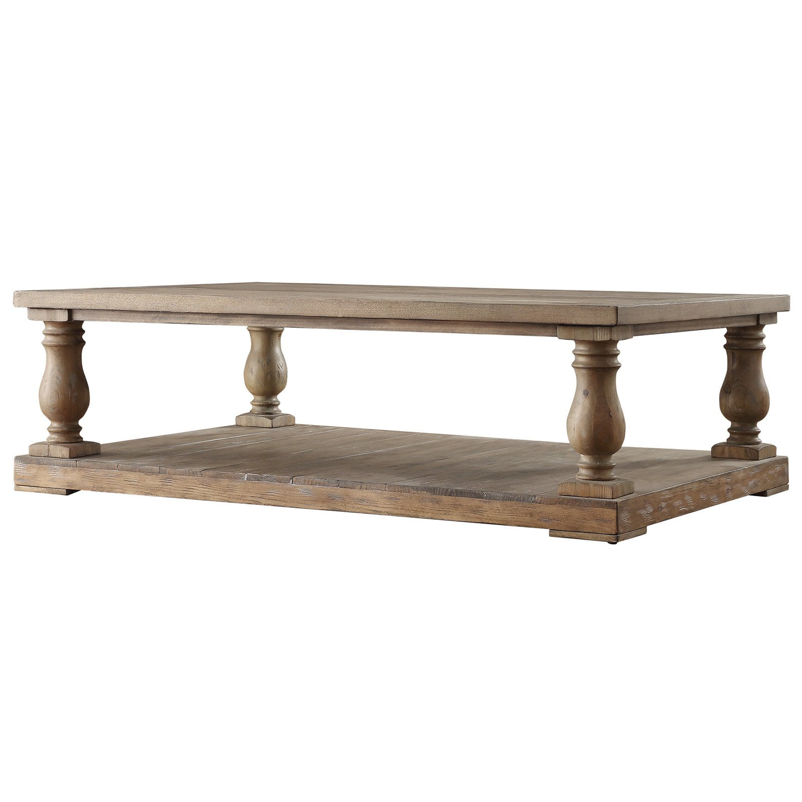 Weston Home Dunbar Pedestal Coffee Table with Lower Storage Shelf