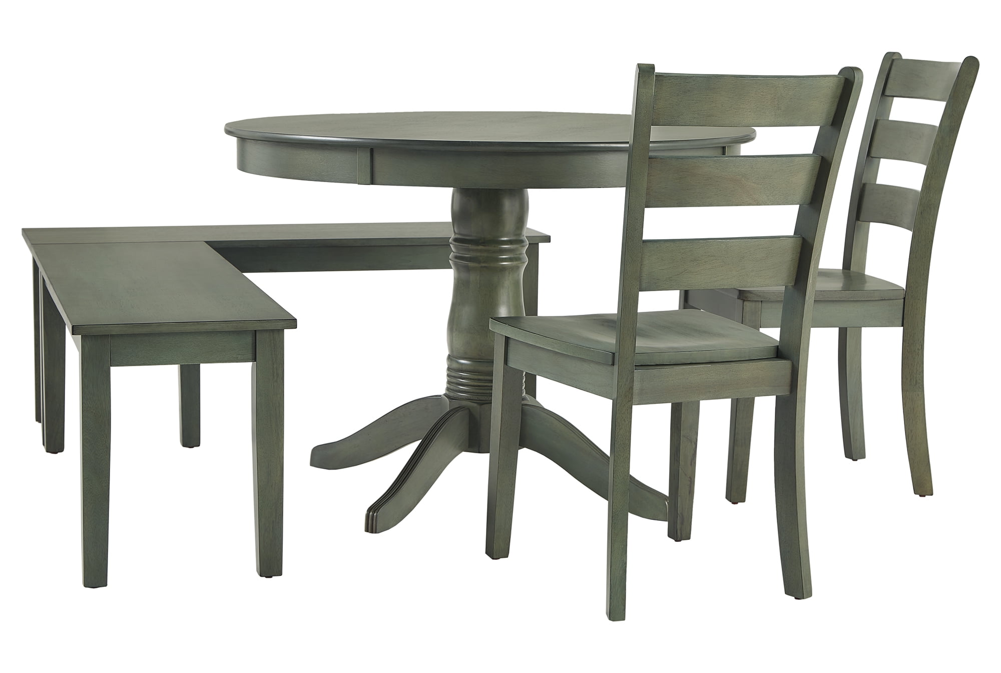 Weston Home Lexington 5-Piece Breakfast Nook Dining Set, Round Table, Dark Sea Green