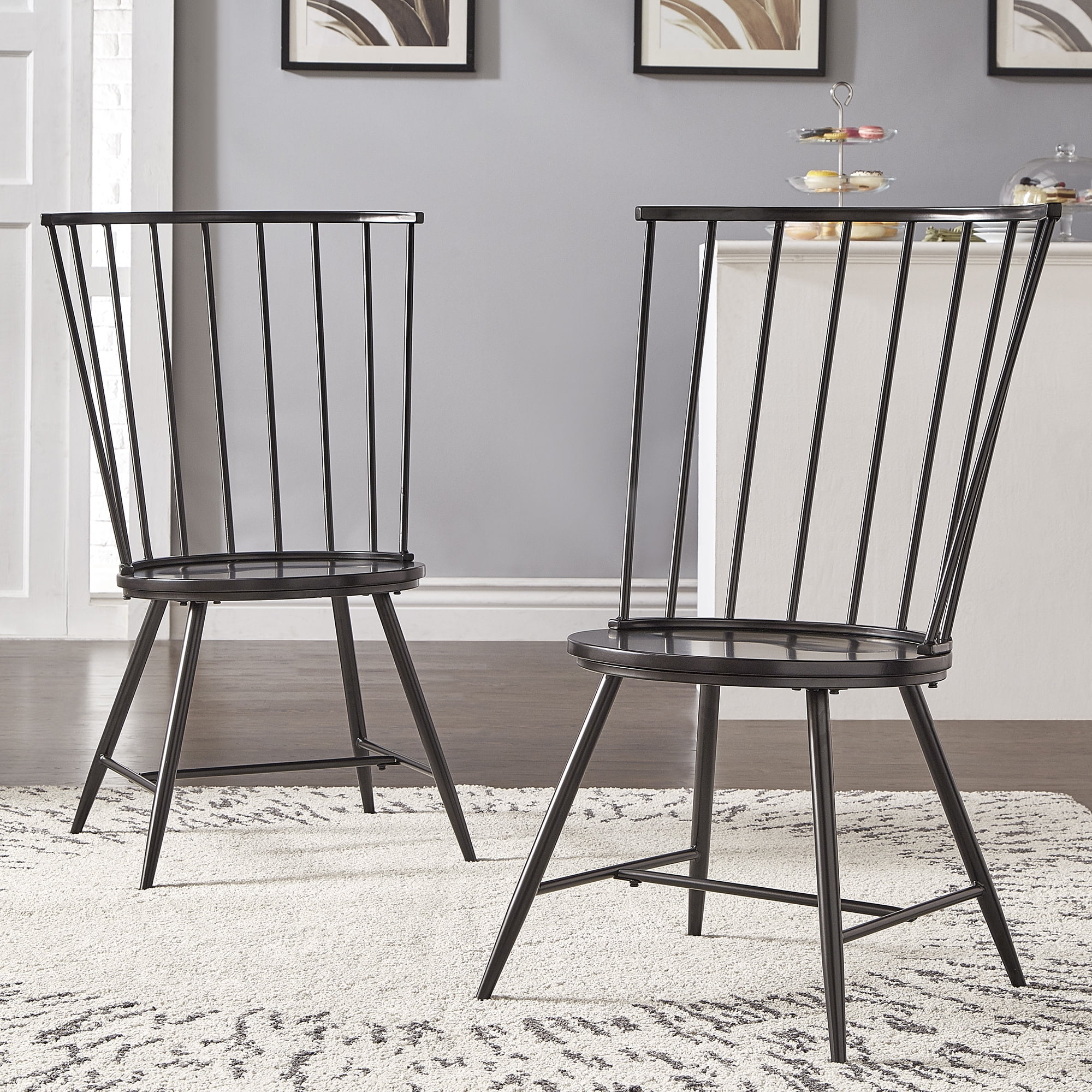 Weston Home Lydford High Back Dining Chair, Set of 2, Black