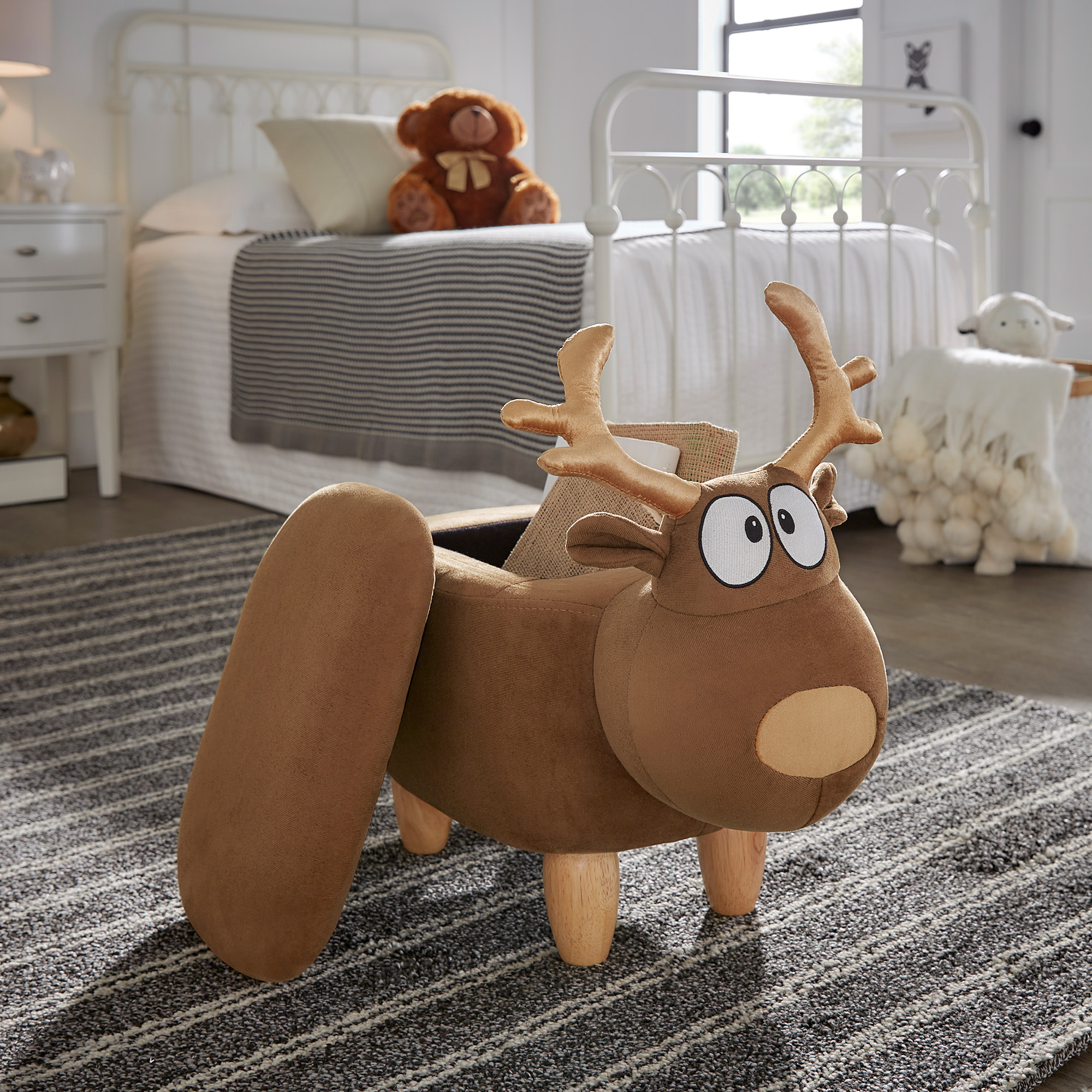 Weston Home Nieuwe Animal Storage Ottoman, Brown Reindeer