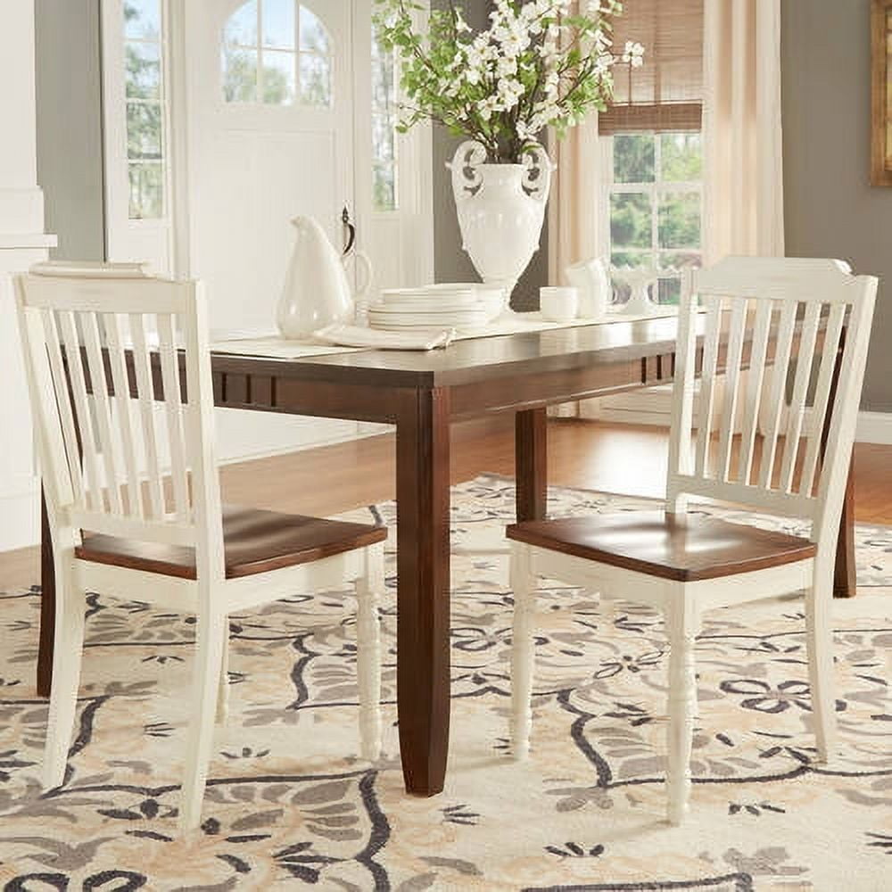 Weston Home Ohana Two Tone Wood Dining Chair, Set of Two, Antique White and Cherry