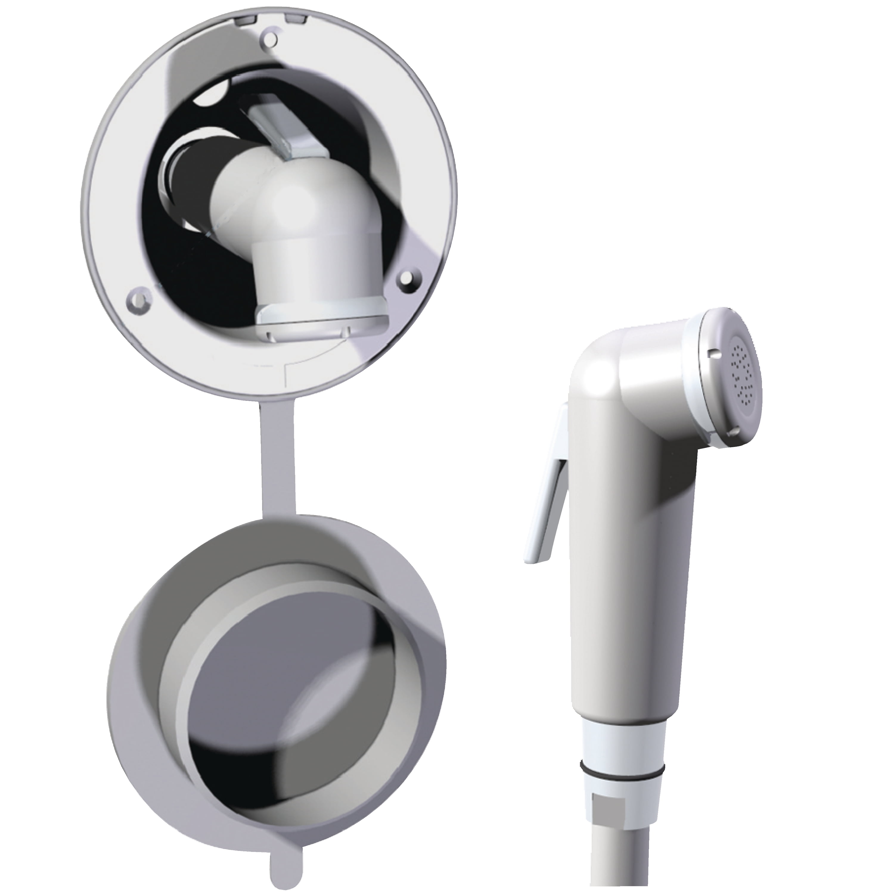 Whale Water Systems RT3000 White Swim 'N' Rinse Cold Water Compact Shower Handset with 8-1/2' Hose