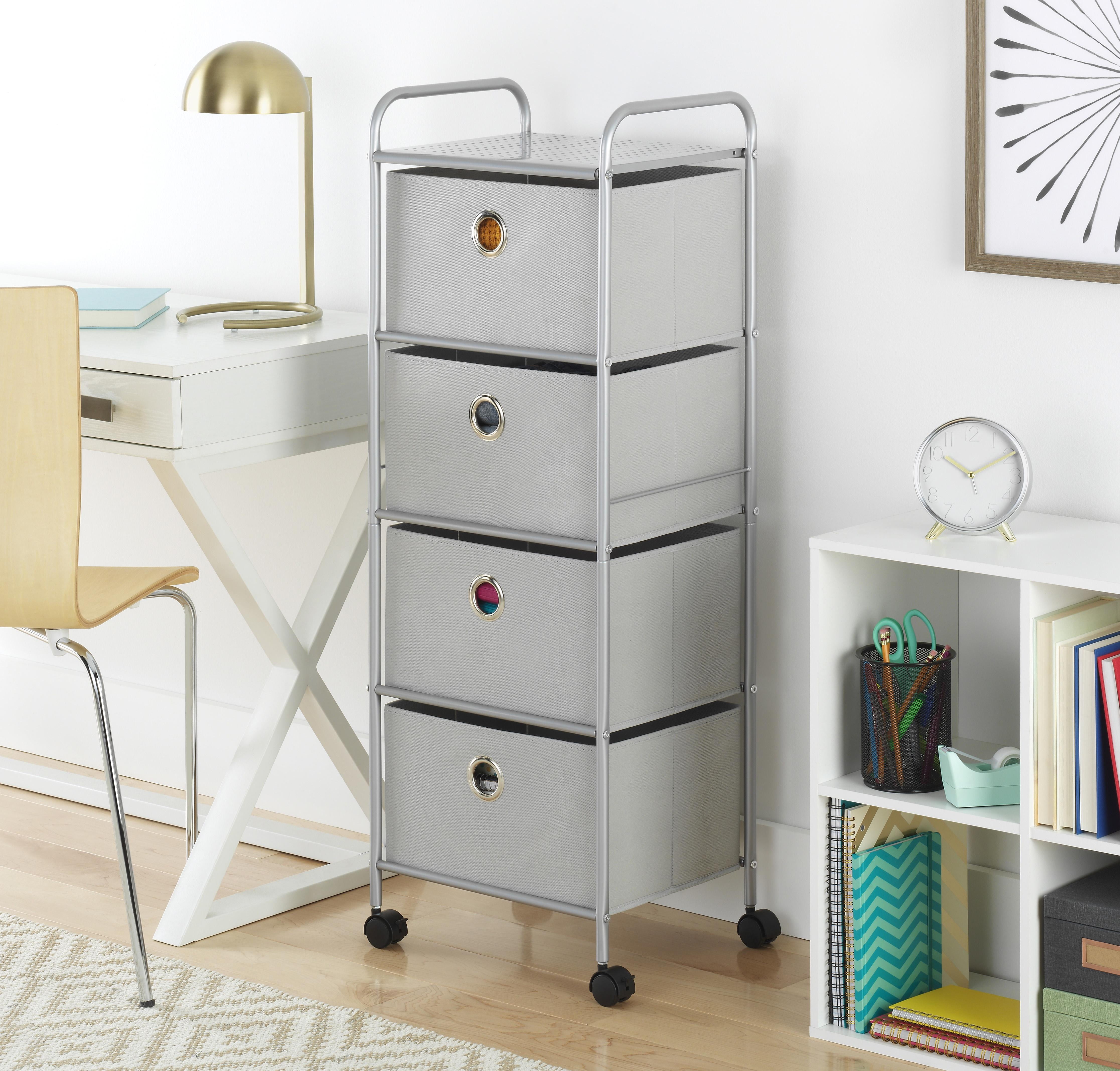 Whitmor 4-Drawer Metal Storage Cart - Grey - Adult