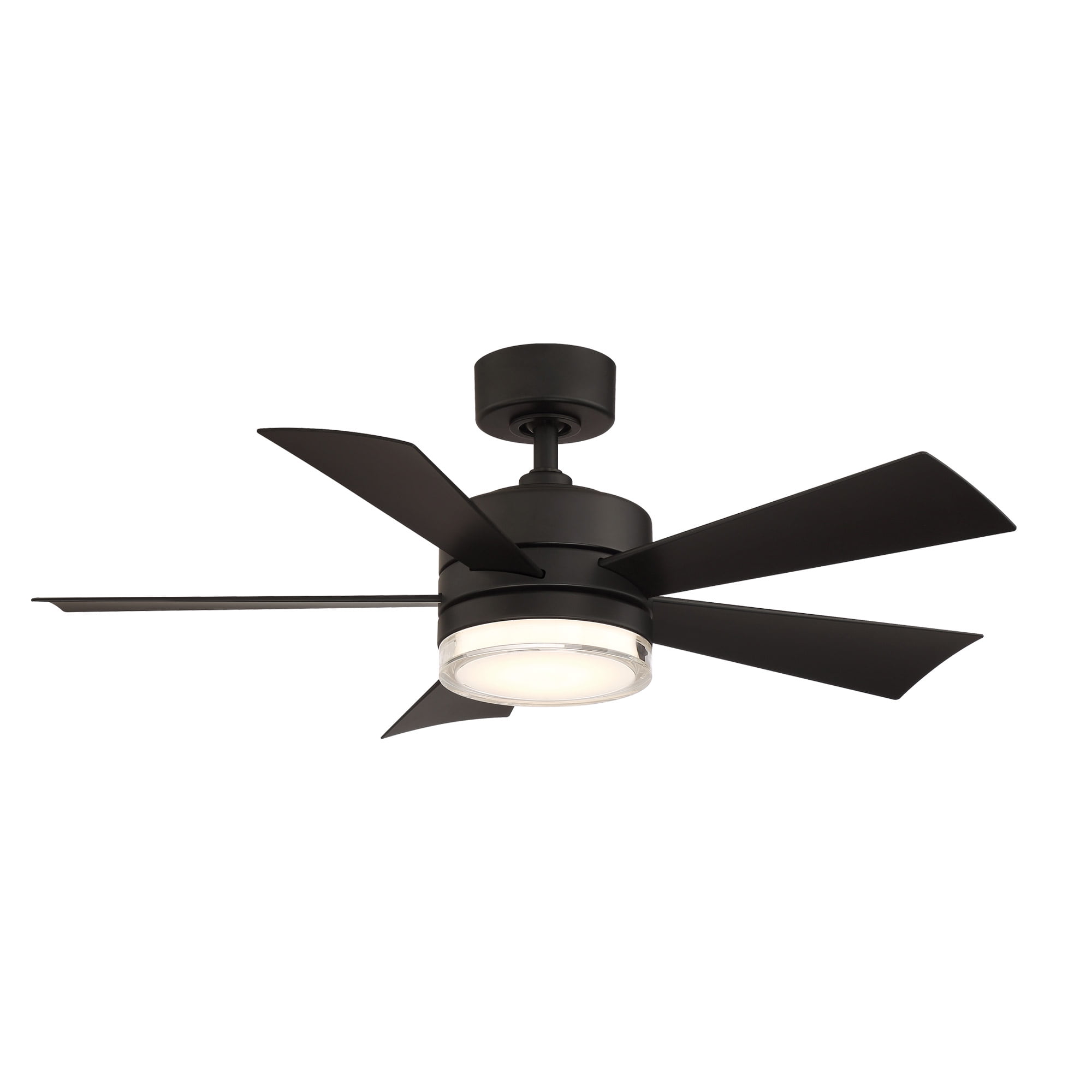 Wynd Indoor and Outdoor 5-Blade Smart Ceiling Fan 42in Matte Black with 3000K LED Light Kit and Remote Control