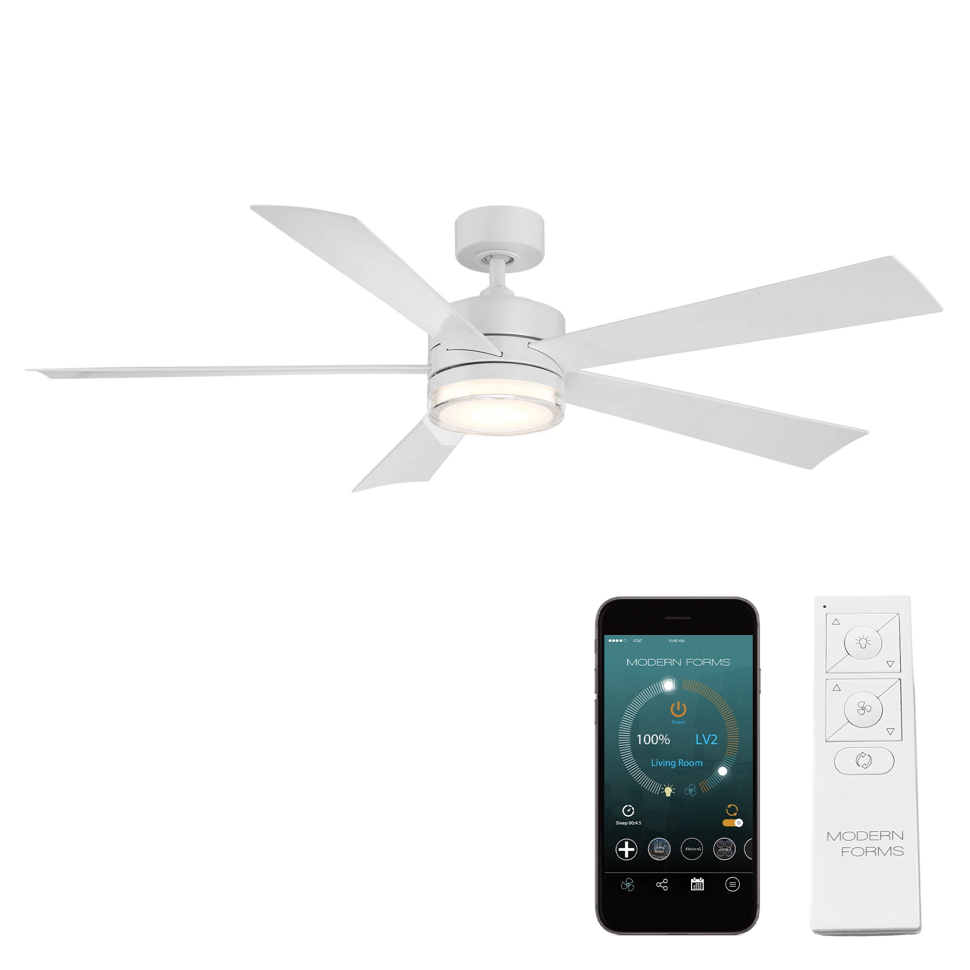 Wynd 60" Matte White Integrated LED Smart Ceiling Fan with Remote Control