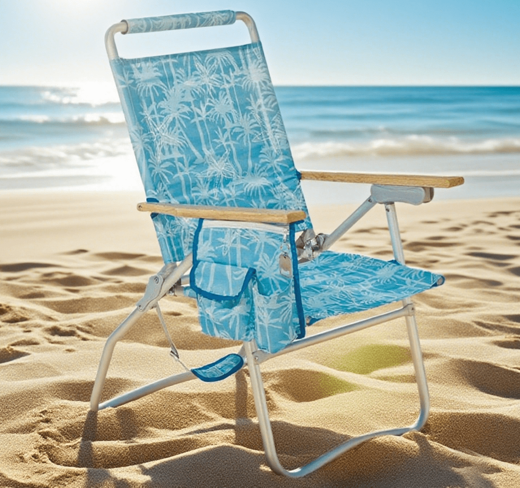 #WEJOY High Backpack Beach Chair, Foldable 4-Position Reclining Lawn Chairs with Wooden Arms & Bottle Opener, Max Load 265 lbs, Reclining Tall Back for Outdoor, Camping, Park