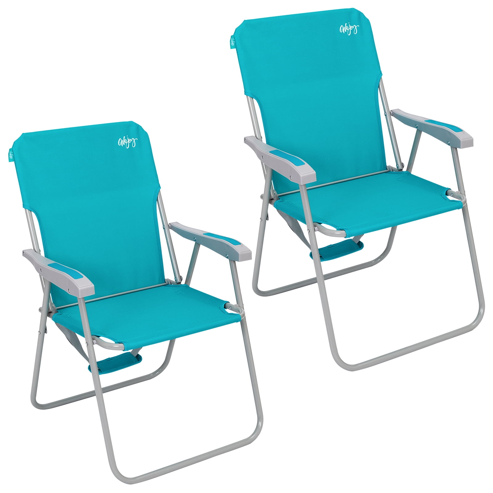 WEJOY 2-Pack High Back Beach Chair Folding Camping Lawn Chair for Adult, Cyan