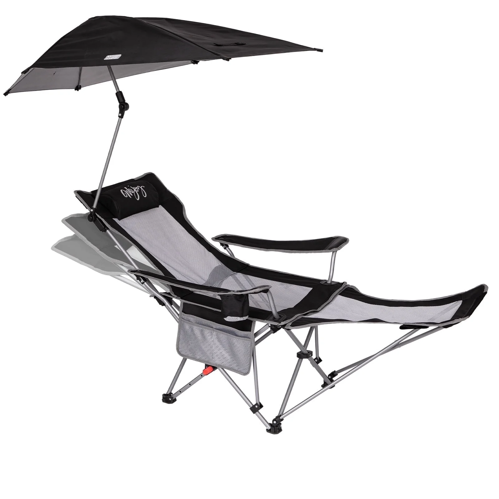 #WEJOY 2-in-1 Sunshade Reclining Lawn Chair, Adjustable Folding Camping Chairs, Lounge Chair with Umbrella & Footrest for Outdoor Camping, Beach, Fishing, Picnic