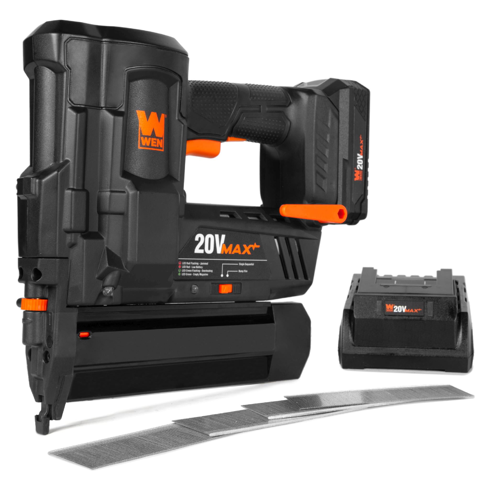WEN 20V Max Cordless 18-Gauge Brad Nailer with 2.0Ah Battery and Charger