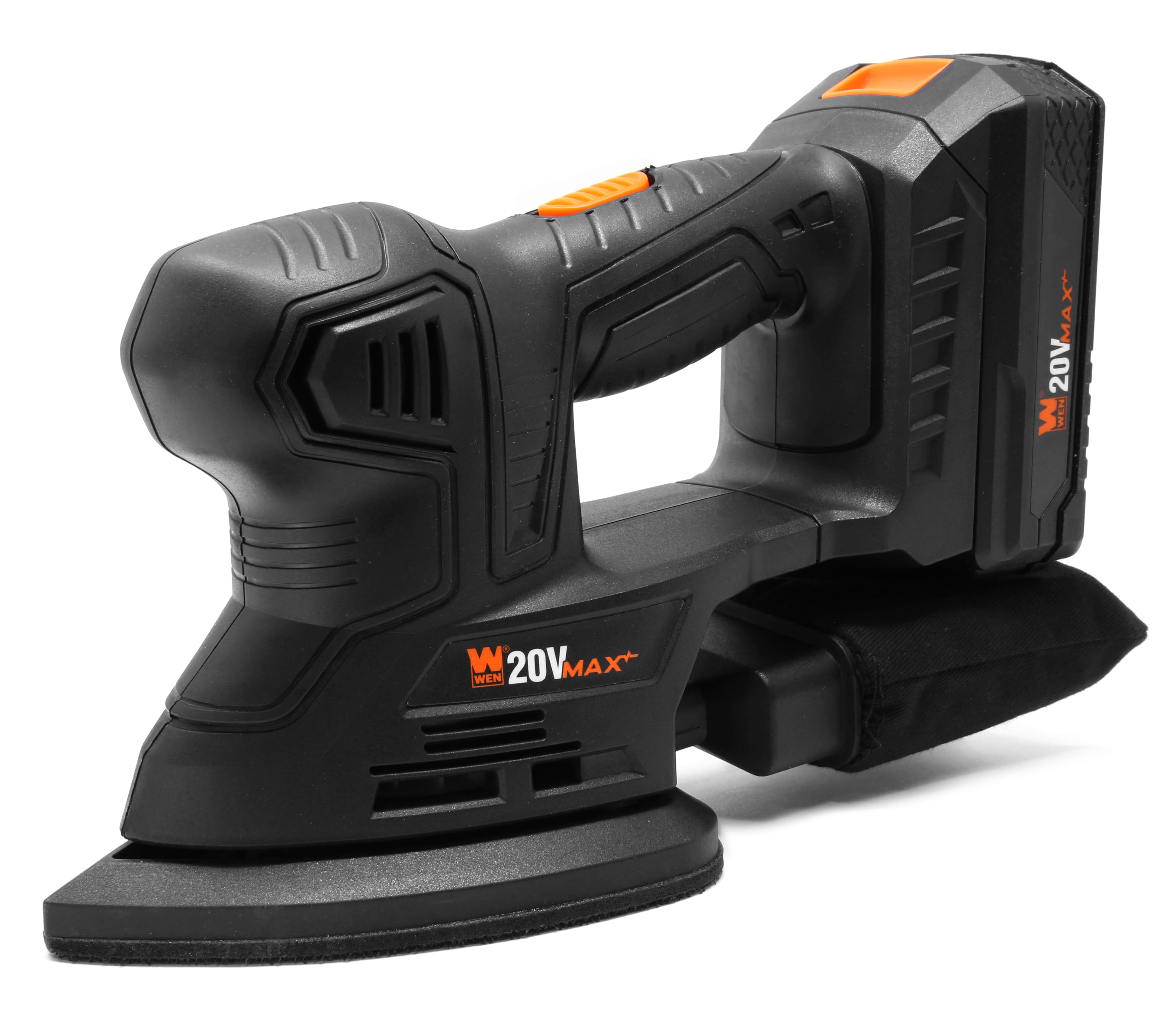 WEN 20401 20V Max Cordless Detailing Palm Sander with 2.0 Ah Lithium-Ion Battery and Charger