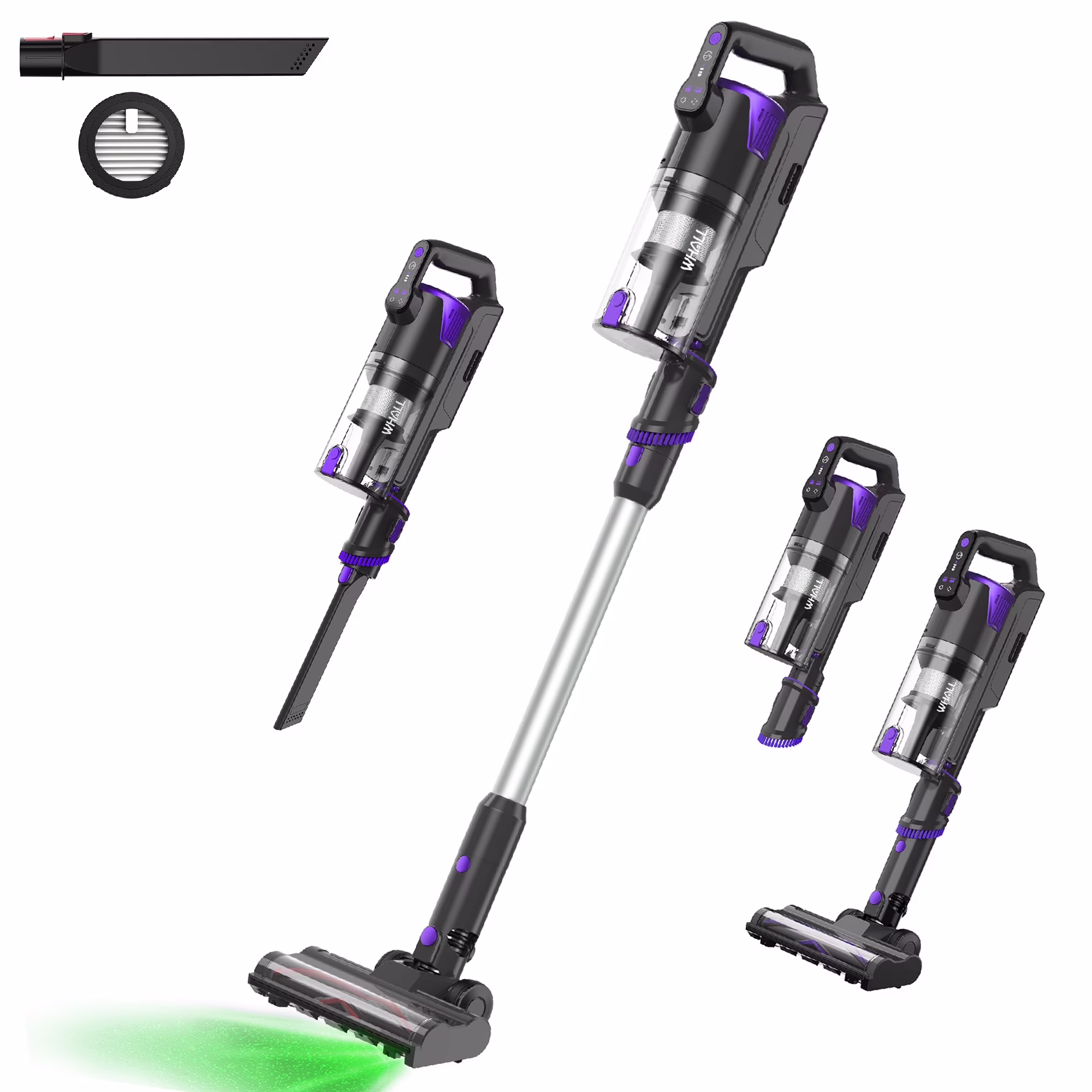 WHALL Cordless Vaccum Cleaner, Super SuctionHigh-Speed Brushless Motor Cordless Stick Vacuum, Detachable Battery up to 55min Runtime (New)