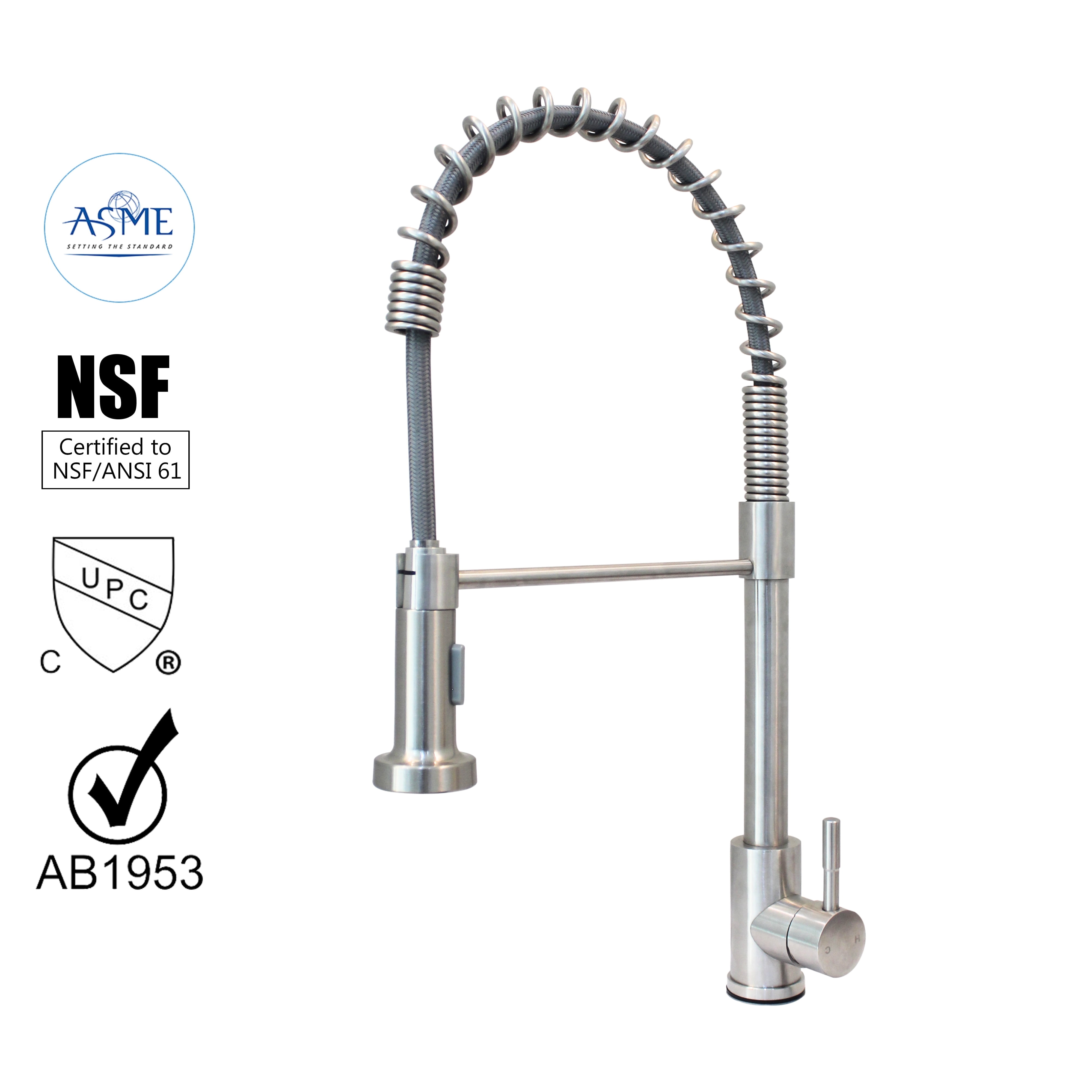 WMF 8108SS-S Stainless Steel Spring Kitchen Sink Single Handle Pull Down Sprayer Faucet