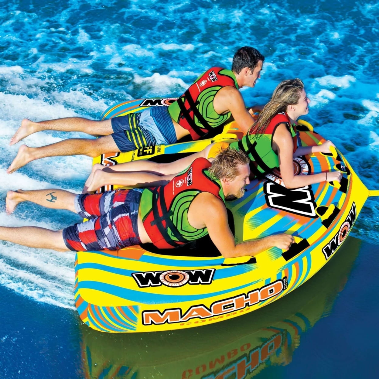 WOW SPORTS Macho 1-3 Rider Inflatable Towable for Boating and Watersports