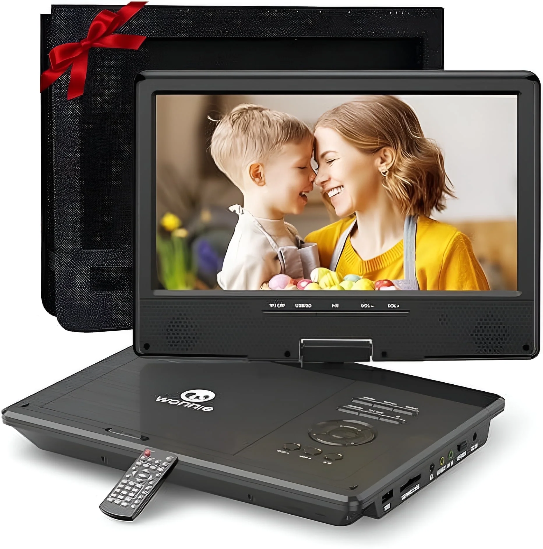 WONNIE 12.5" Portable DVD Player, Premium 10.5" HD Swivel Screen CD Player for Kids, Built in 5 hours Rechargeable Battery Car Player Support USB/SD Card/Sync TV (Car Headrest Holder Included)