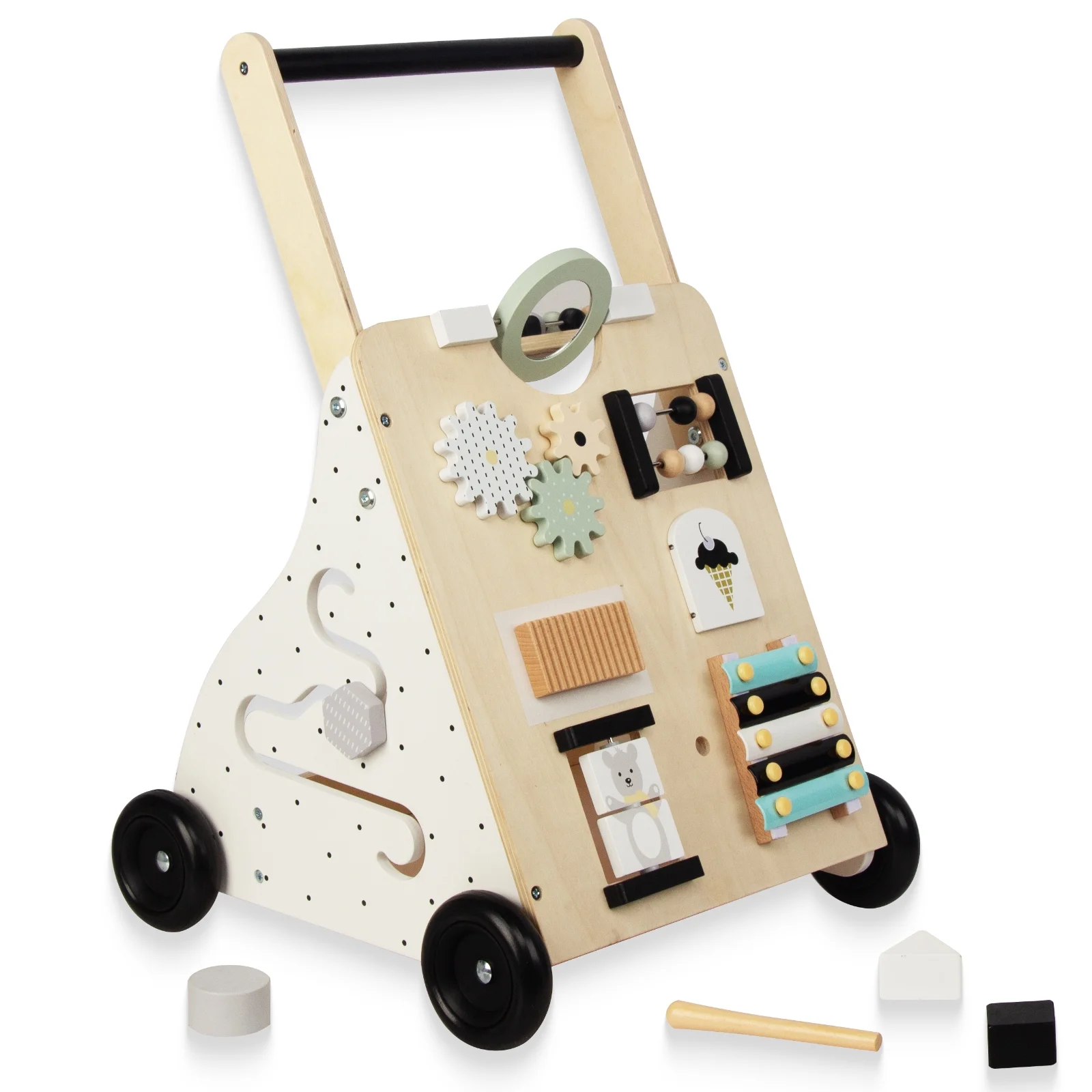 WOODENFUN Wooden Baby Push Walker for 1 Year Old Up,9 in 1 Baby Learning Walking Toys with Shape Sorter, Christmas Birthday Gifts for 1 2 3 Year Old Boys Girls Toddlers