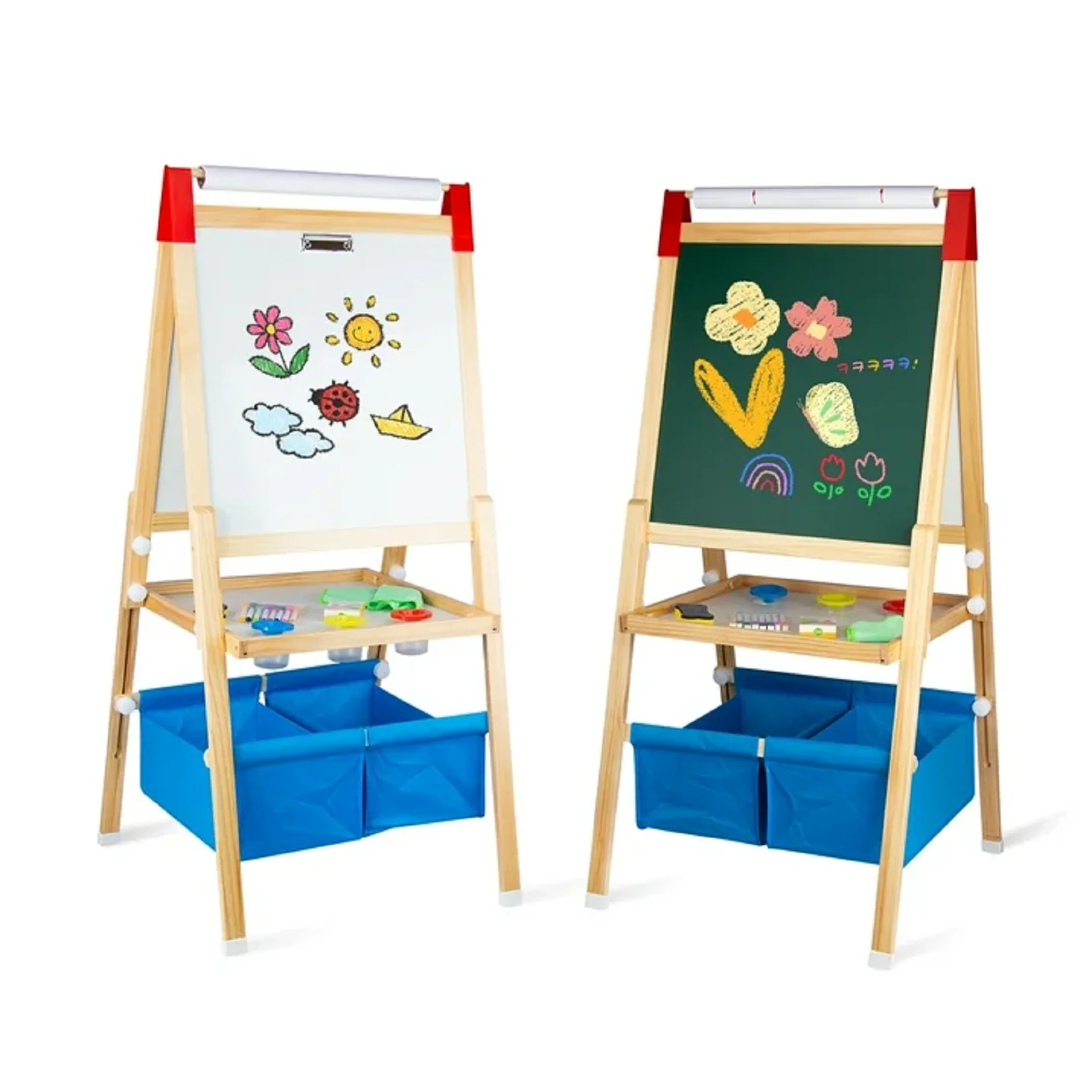 WOODENFUN Wooden Standing Art Easel for Kids 2-6