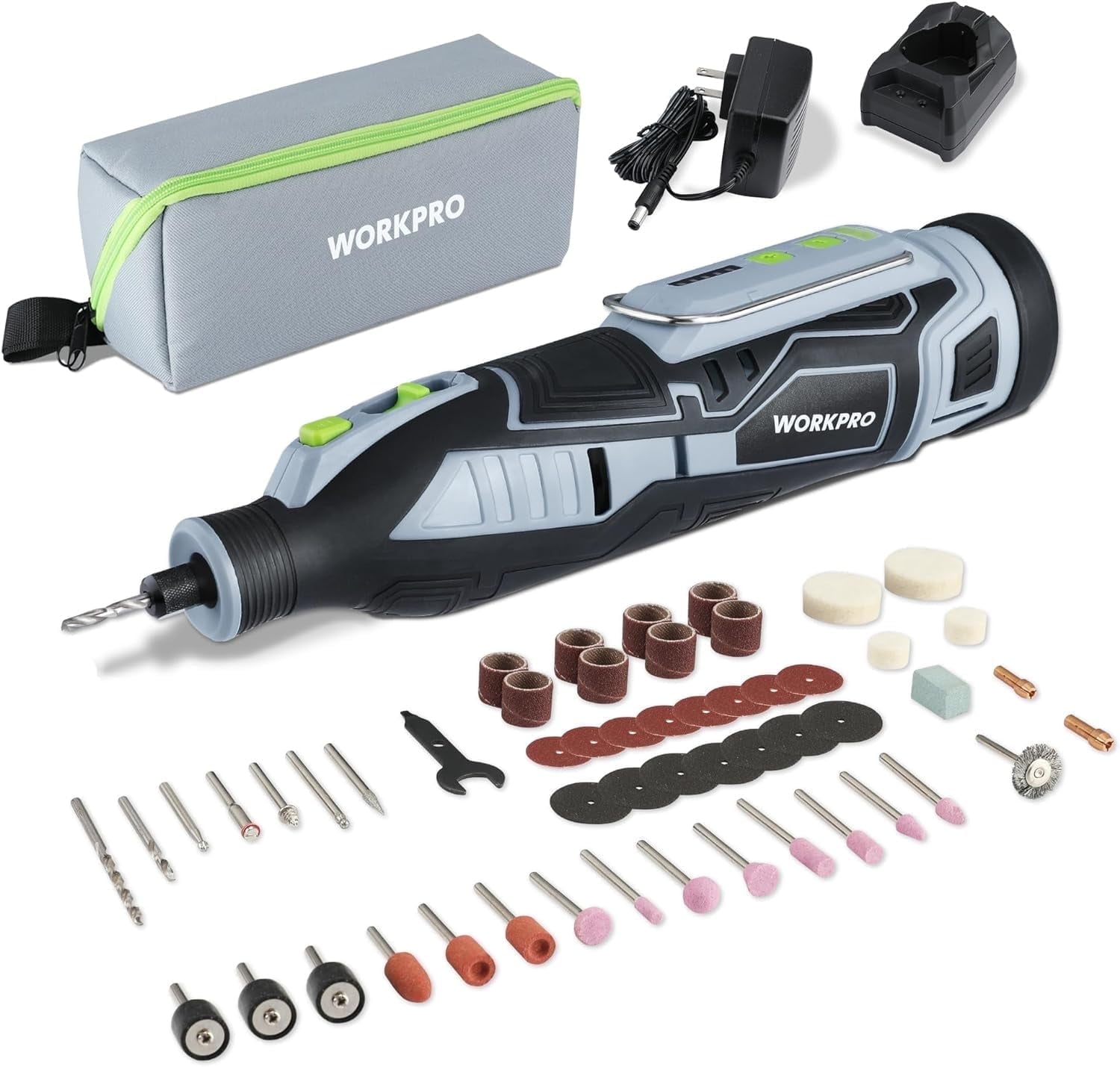 WORKPRO 12V Cordless Rotary Tool Kit, 5 Variable Speeds, Powerful Engraver, Sander, Polisher, 114 Easy Change Accessories, Craft Tool for Handmade and DIY