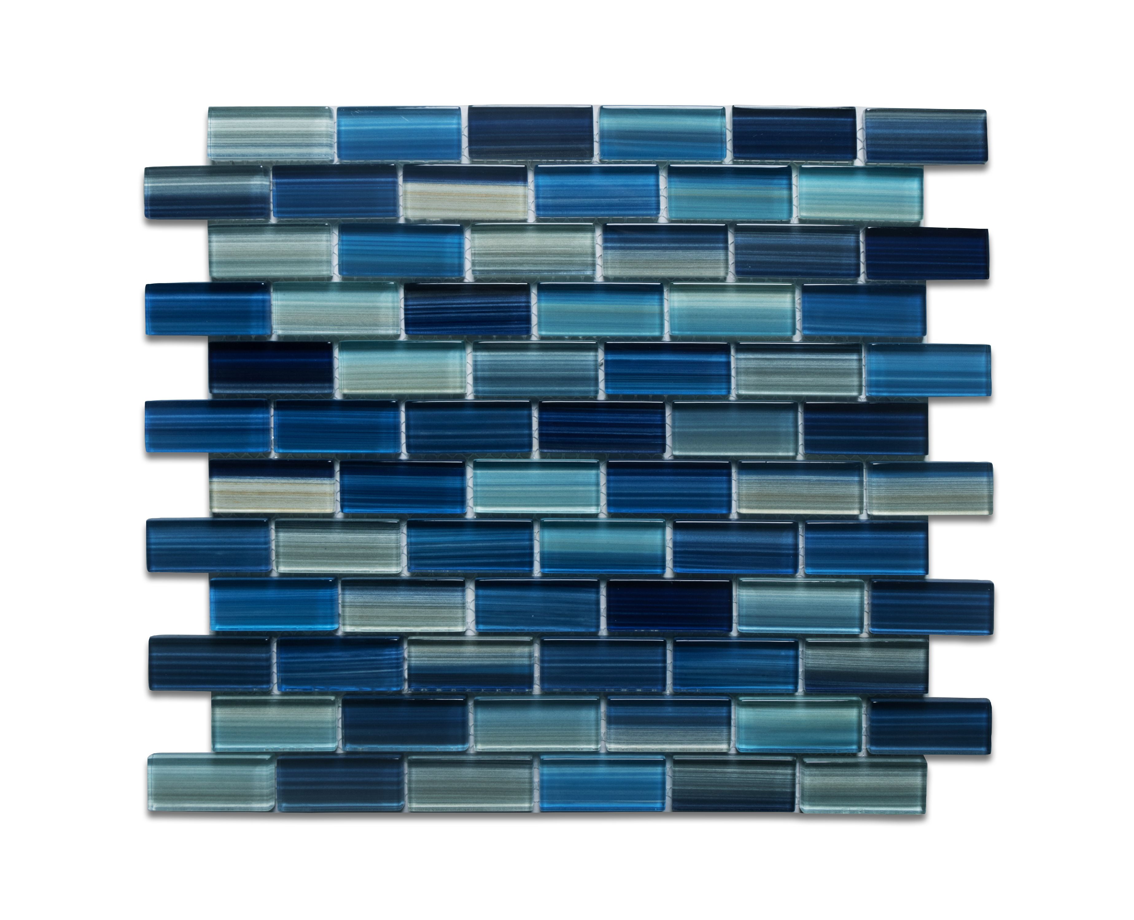 WS Tiles 12" x 12" Coral Blue Glass Mosaic Pool Tiles 5 sq. ft, for Swimming Pool