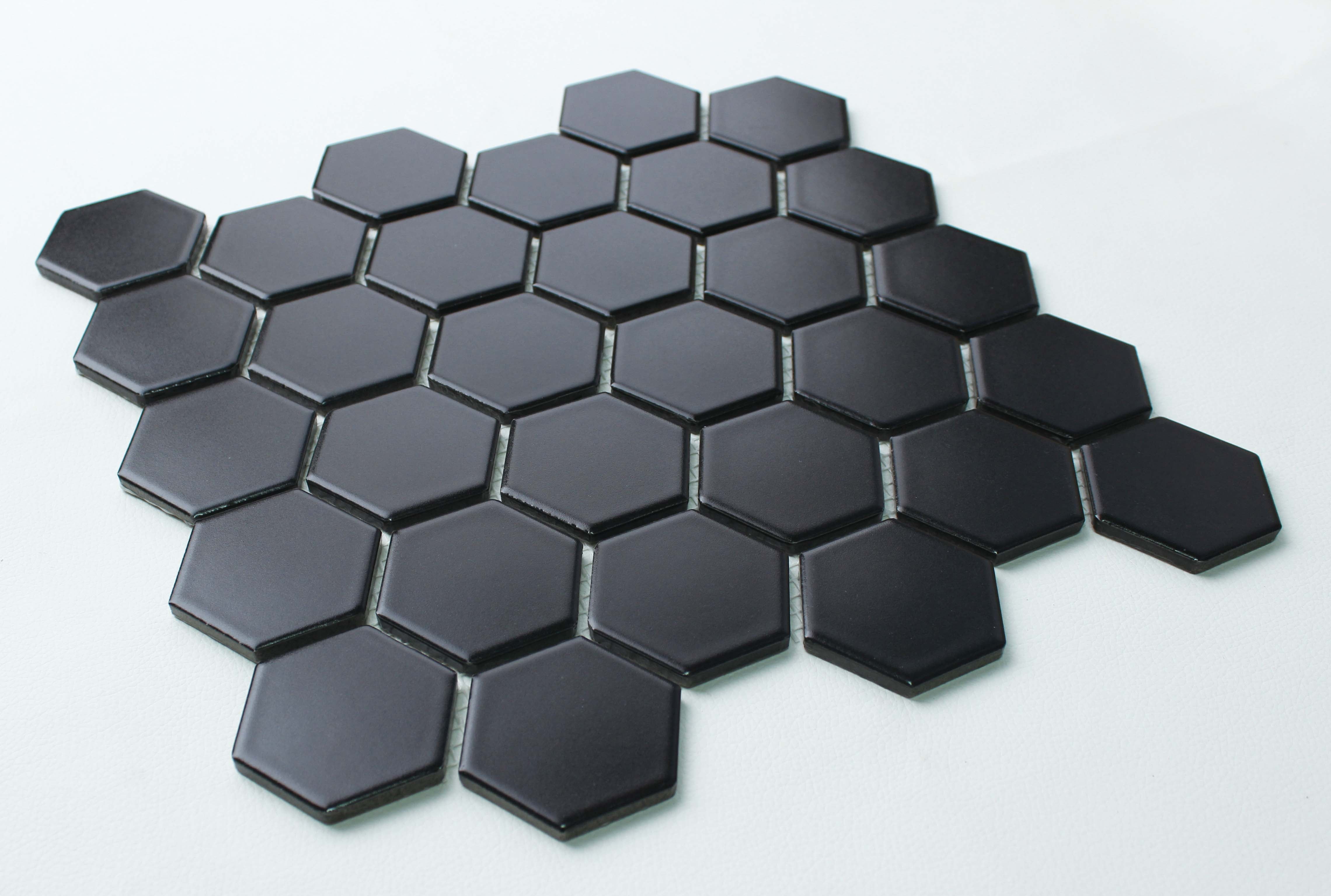 WS Tiles - Value Matte Black 10.5 in. x 10.5 in. Porcelain 2" Hexagon Mosaic Floor & Wall Tile (9 sq. ft / Case)