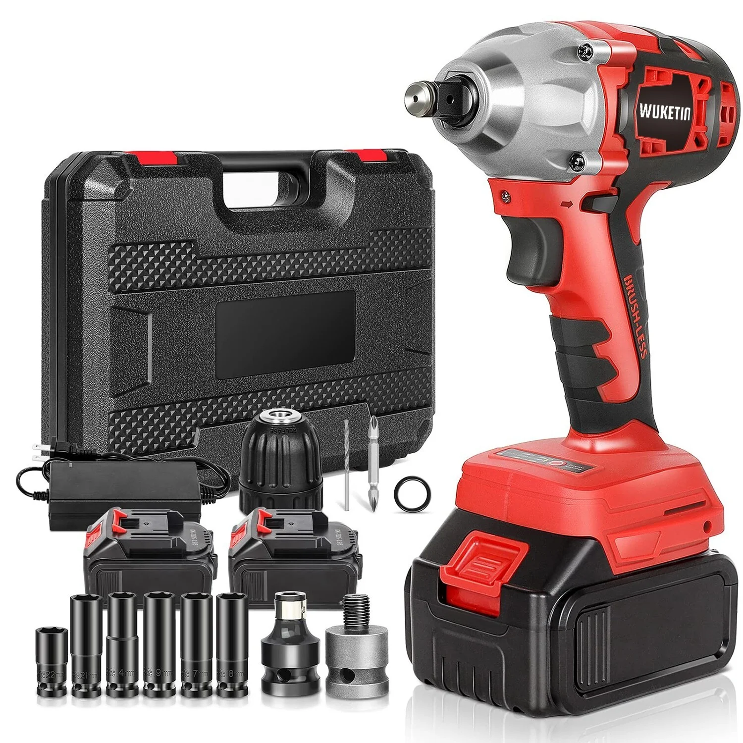 WUKETIN OYJ23050602R 21V, 1/2" Cordless Impact Wrench 2.6Ah, 2300 RPM
