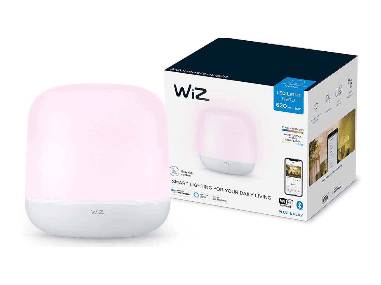 WiZ Connected Hero v2 Smart Portable Table Lamp, WiFi Enabled, 16 Million Colors, Compatible with Alexa and Google Home Assistant, No Hub Required