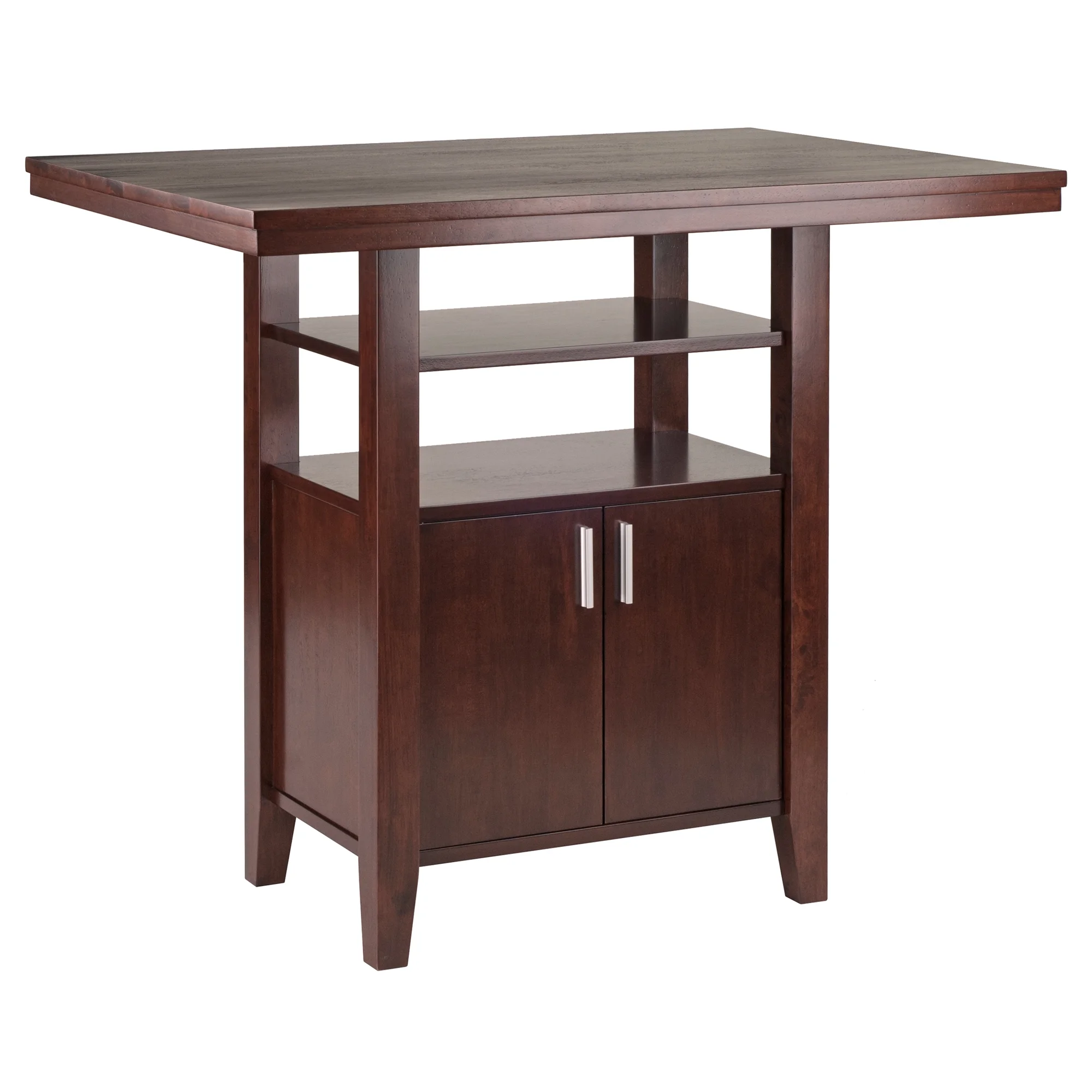 Winsome Wood Albany High Table with Cabinet, Walnut Finish