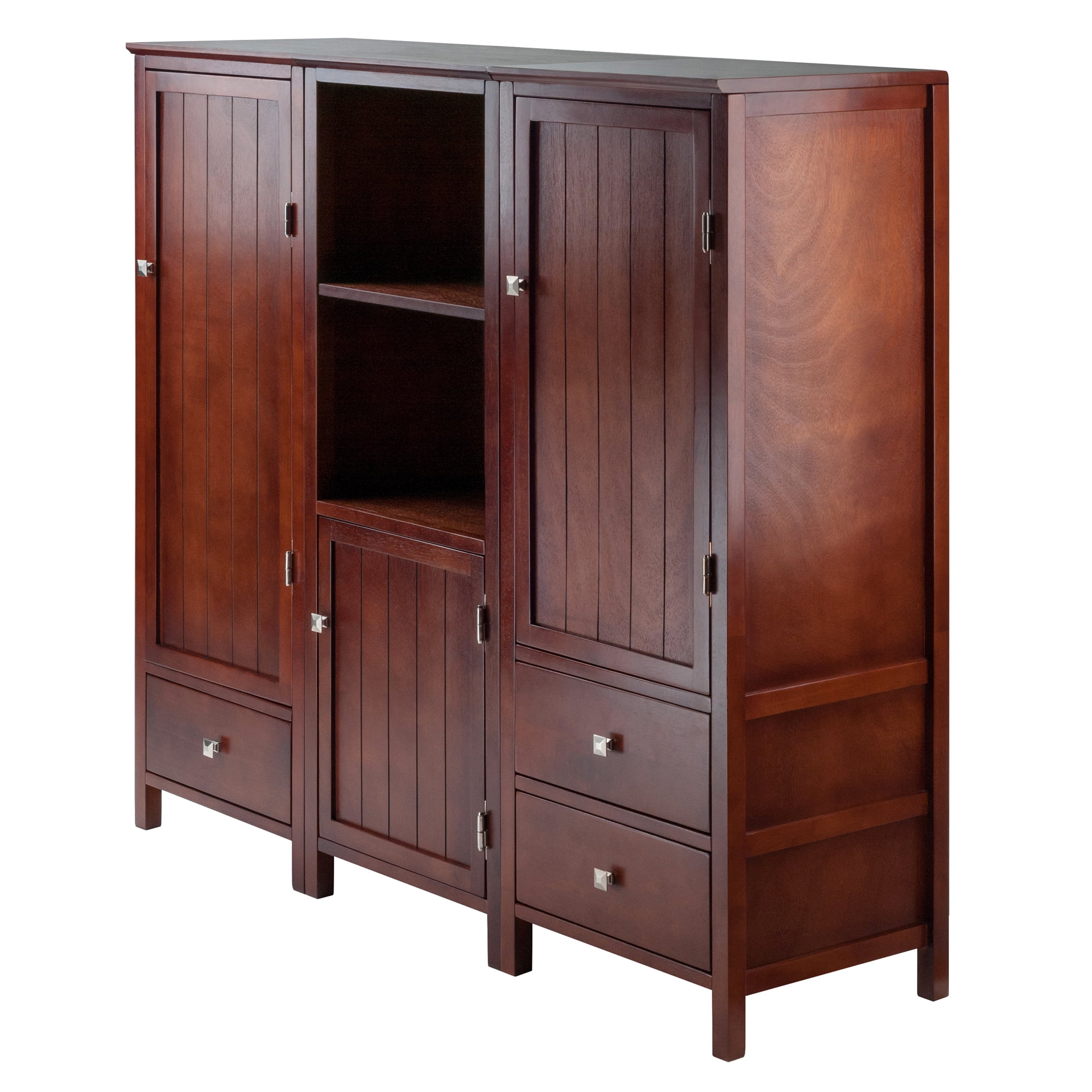 Winsome Wood Brooke 3-Pc Jelly Cupboard Modular Set, Walnut Finish